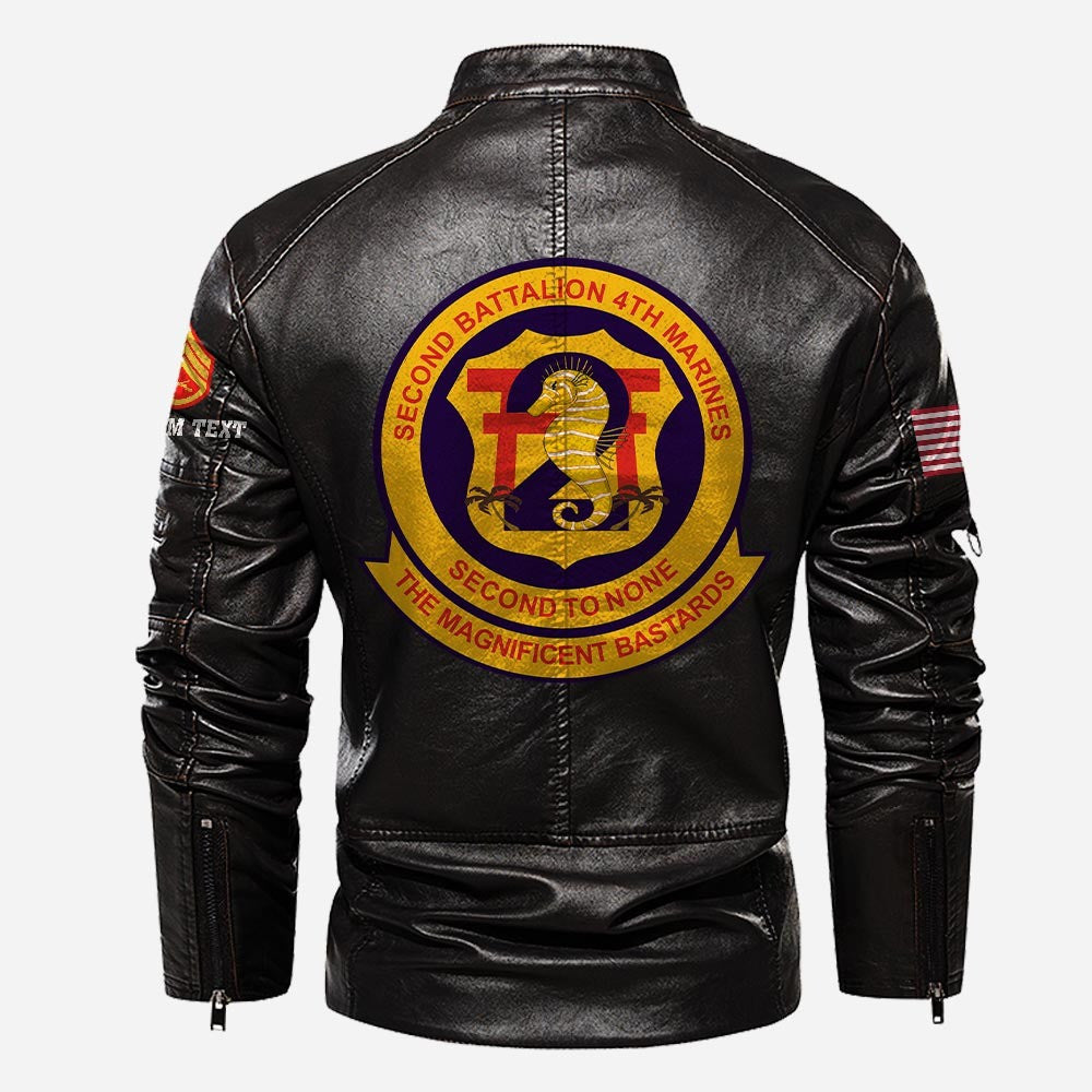 Premium Custom Unit USMC Veteran Leather Jacket, Gifts For Marine Veteran, Gifts On Father's Day, Veterans Day.