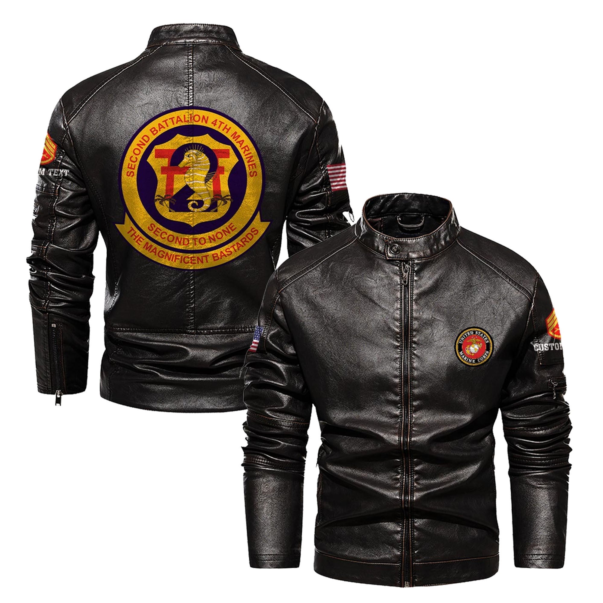 Premium Custom Unit USMC Veteran Leather Jacket, Gifts For Marine Veteran, Gifts On Father's Day, Veterans Day.