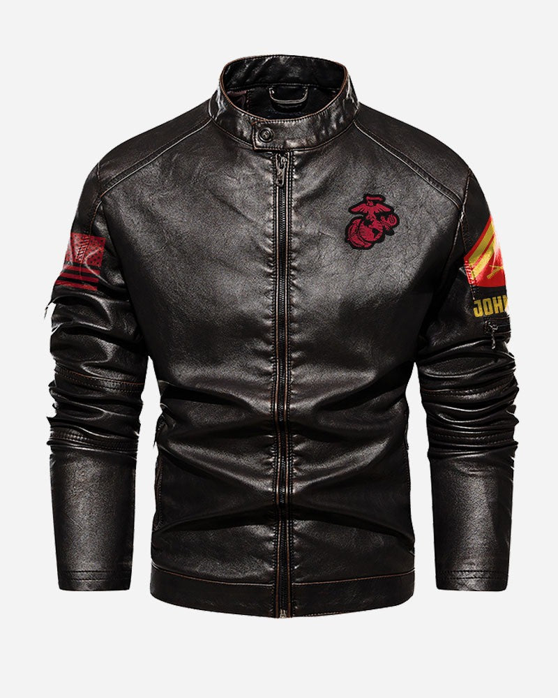 Premium Custom USMC Veteran Leather Jacket, Gifts For Marine Veteran, Gifts On Father's Day, Veterans Day.
