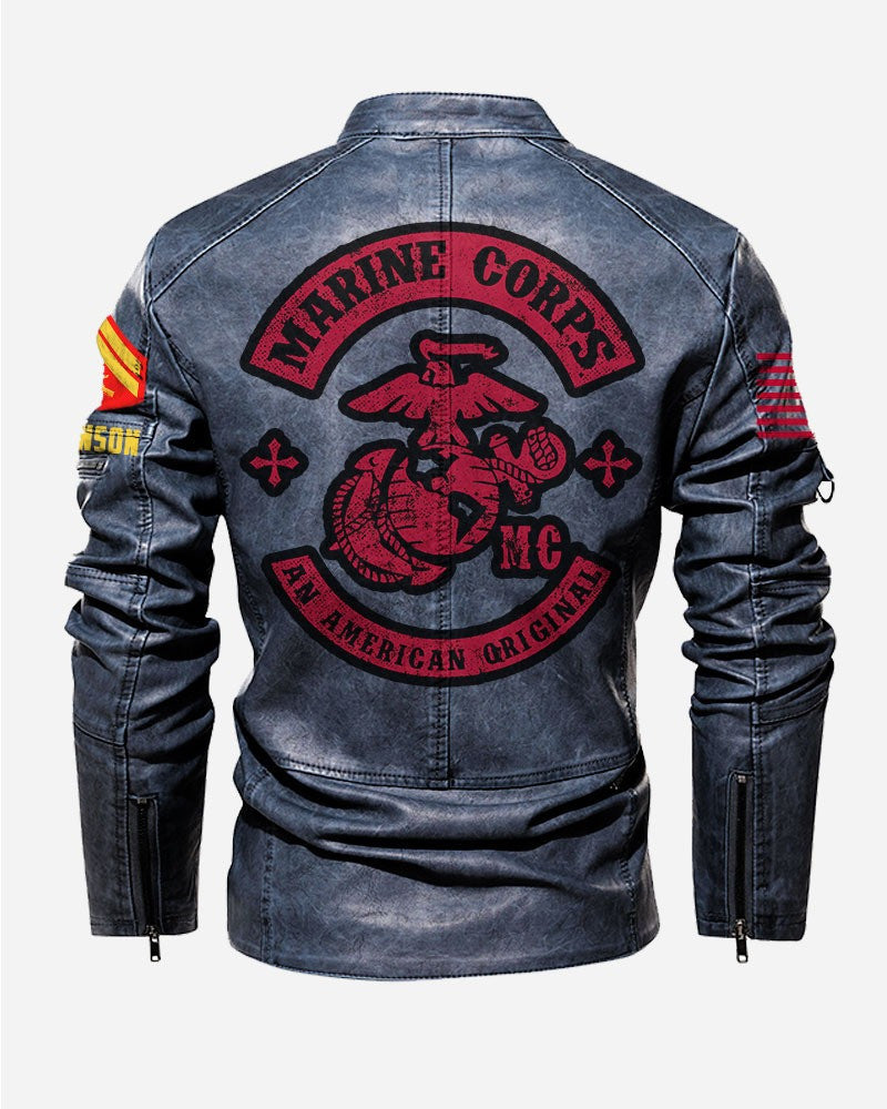 Premium Custom USMC Veteran Leather Jacket, Gifts For Marine Veteran, Gifts On Father's Day, Veterans Day.