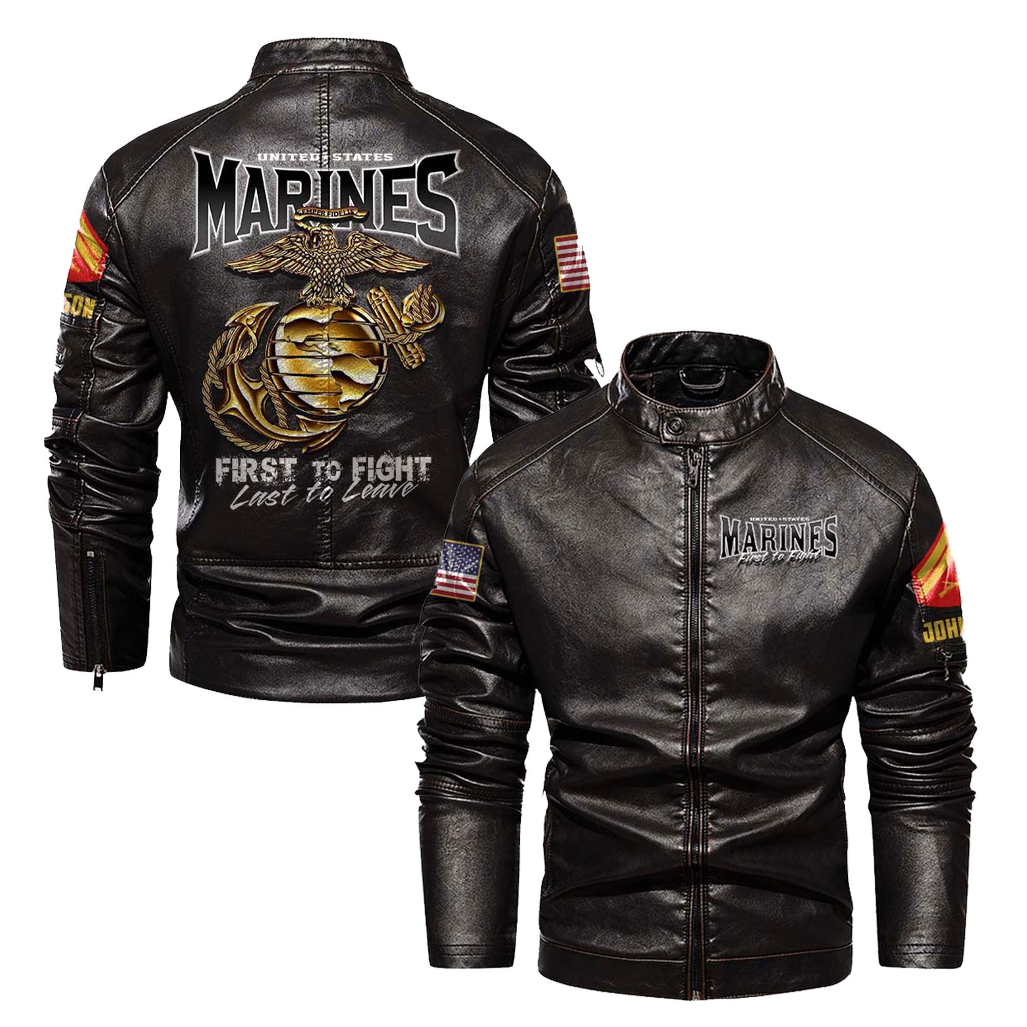 Premium Custom USMC Veteran Leather Jacket, Gifts For Marine Veteran, Gifts On Father's Day, Veterans Day.
