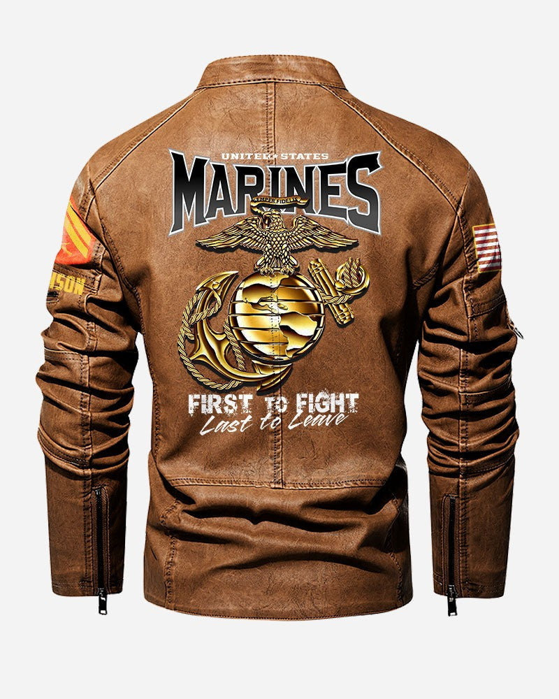 Premium Custom USMC Veteran Leather Jacket, Gifts For Marine Veteran, Gifts On Father's Day, Veterans Day.