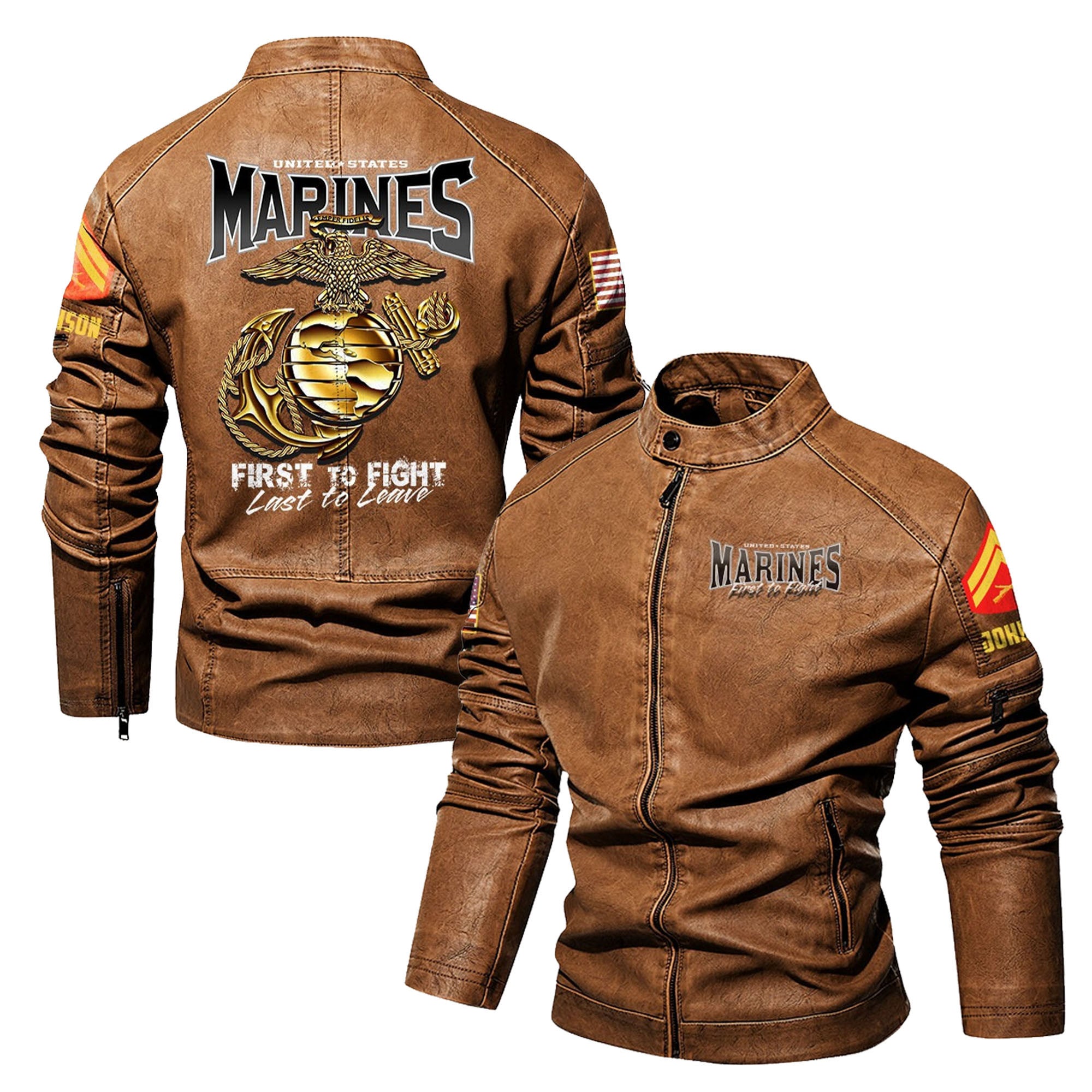 Premium Custom USMC Veteran Leather Jacket, Gifts For Marine Veteran, Gifts On Father's Day, Veterans Day.