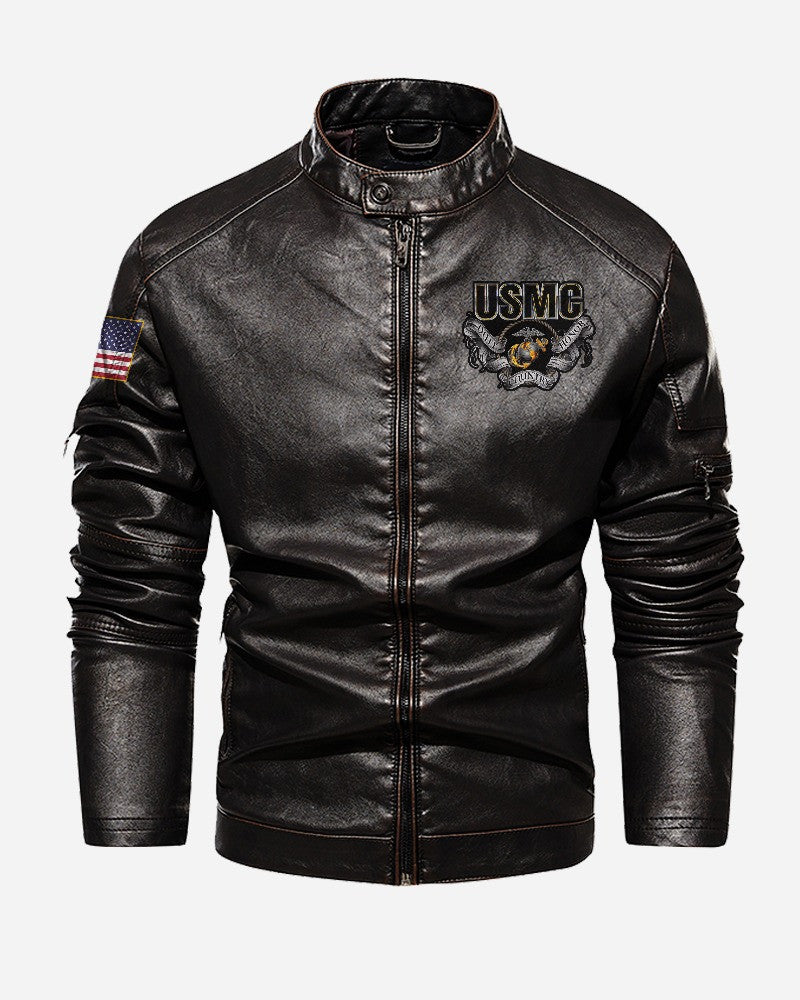 Premium Custom USMC Veteran Leather Jacket, Gifts For Marine Veteran, Gifts On Father's Day, Veterans Day.