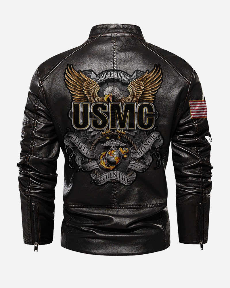 Premium Custom USMC Veteran Leather Jacket, Gifts For Marine Veteran, Gifts On Father's Day, Veterans Day.
