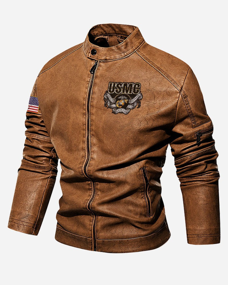 Premium Custom USMC Veteran Leather Jacket, Gifts For Marine Veteran, Gifts On Father's Day, Veterans Day.