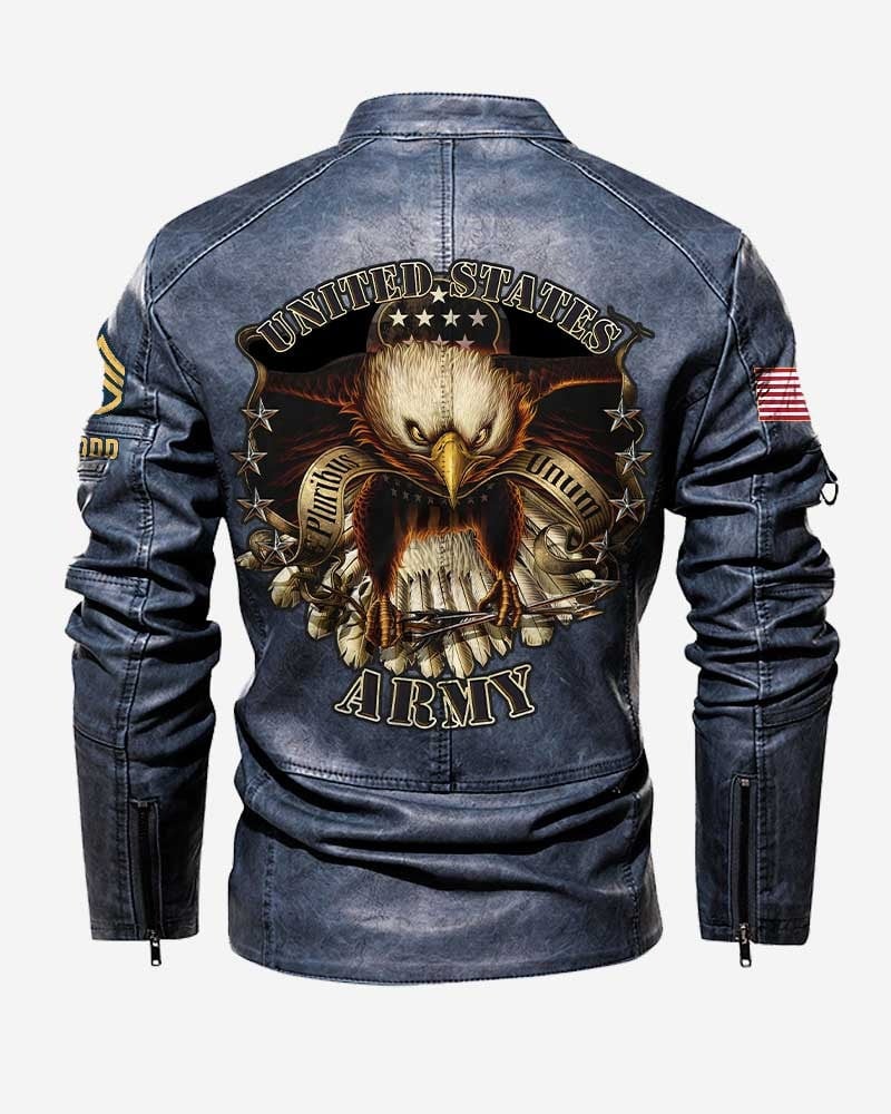Premium Custom US Army Veteran Leather Jacket, Gifts For Army Veteran, Gifts On Father's Day, Veterans Day.