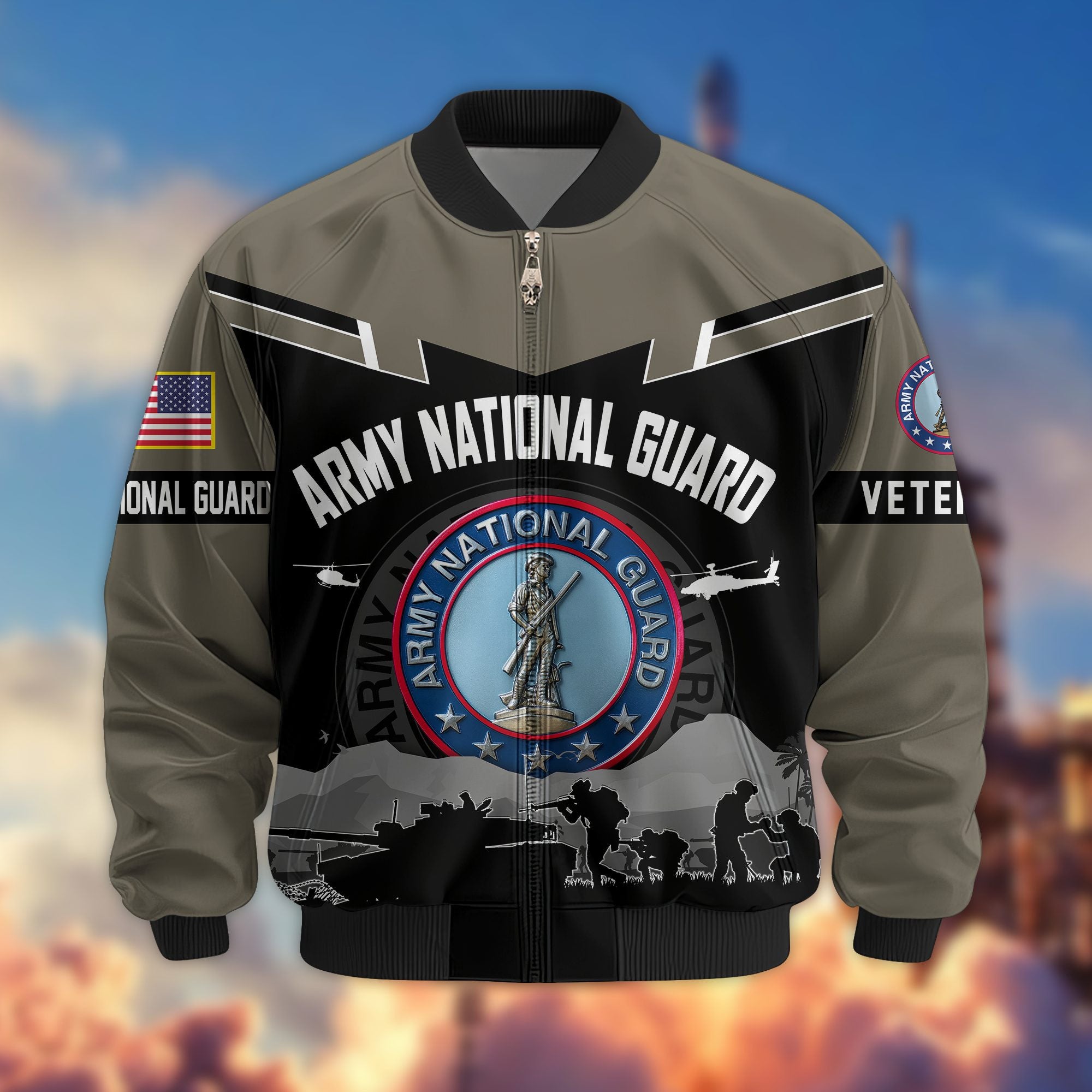 Premium US Veterans Bomber Jacket, Gifts For US Veterans, Gifts On Father's Day, Veterans Day.