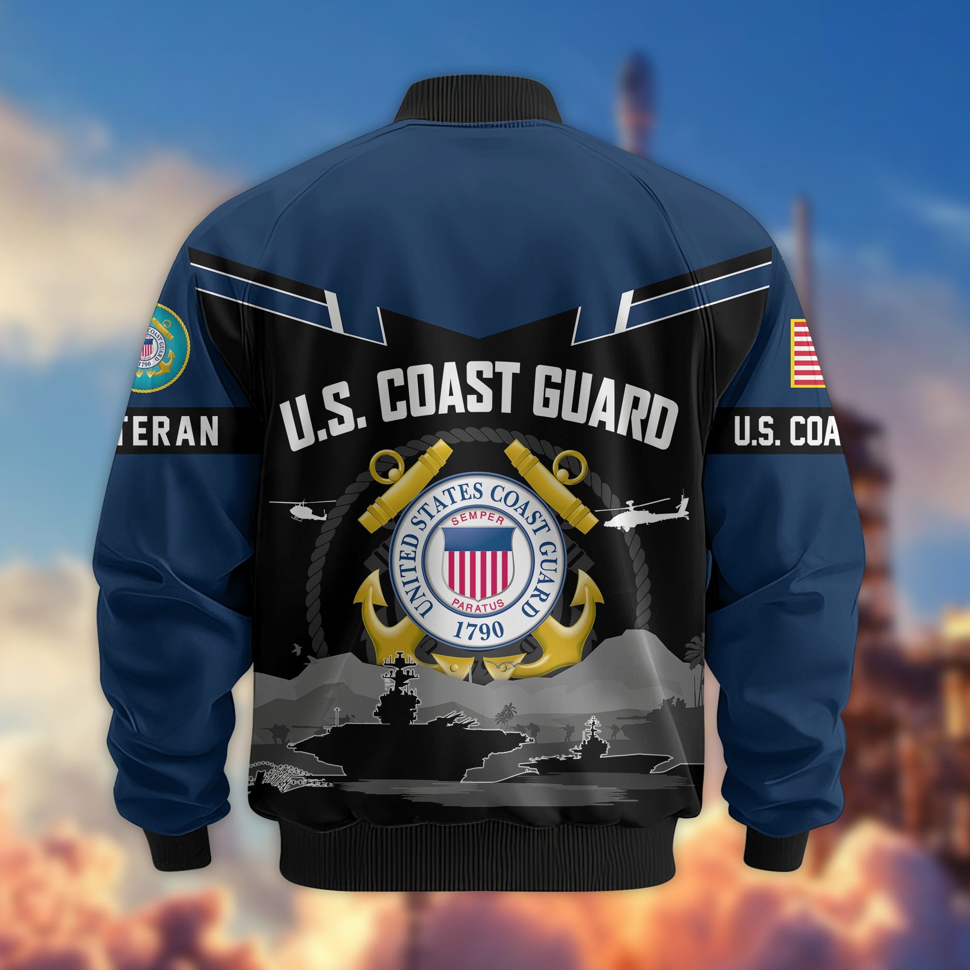 Premium US Veterans Bomber Jacket, Gifts For US Veterans, Gifts On Father's Day, Veterans Day.
