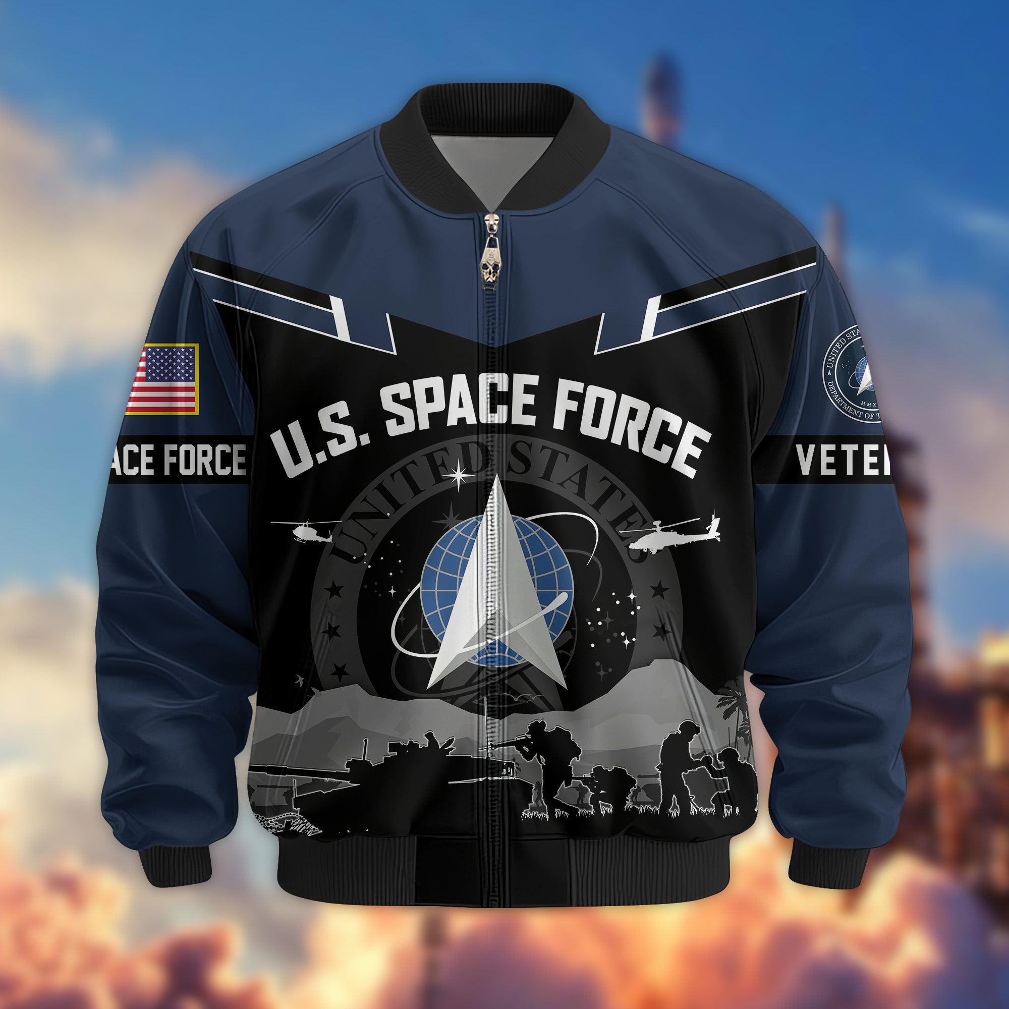 Premium US Veterans Bomber Jacket, Gifts For US Veterans, Gifts On Father's Day, Veterans Day.