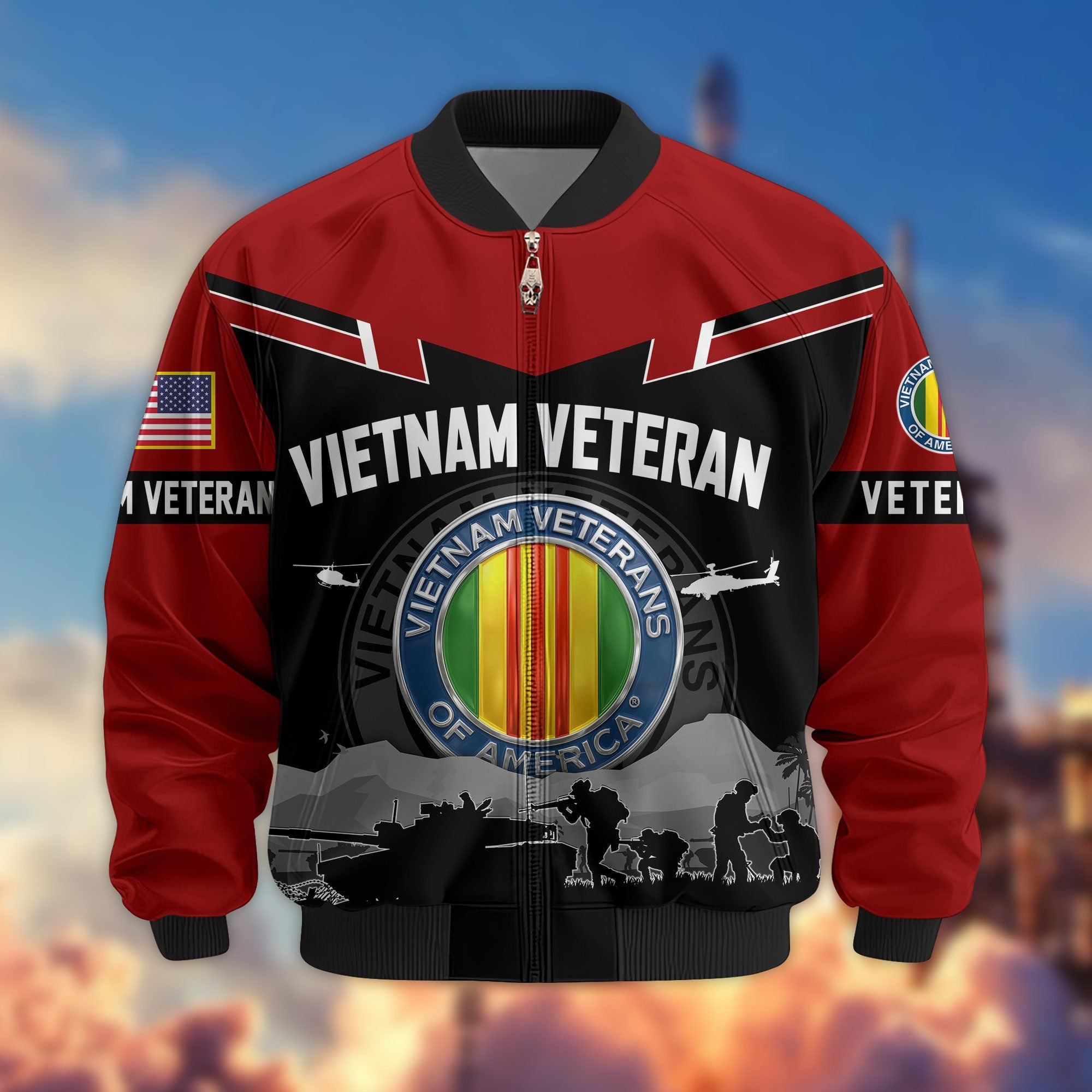 Premium US Veterans Bomber Jacket, Gifts For US Veterans, Gifts On Father's Day, Veterans Day.