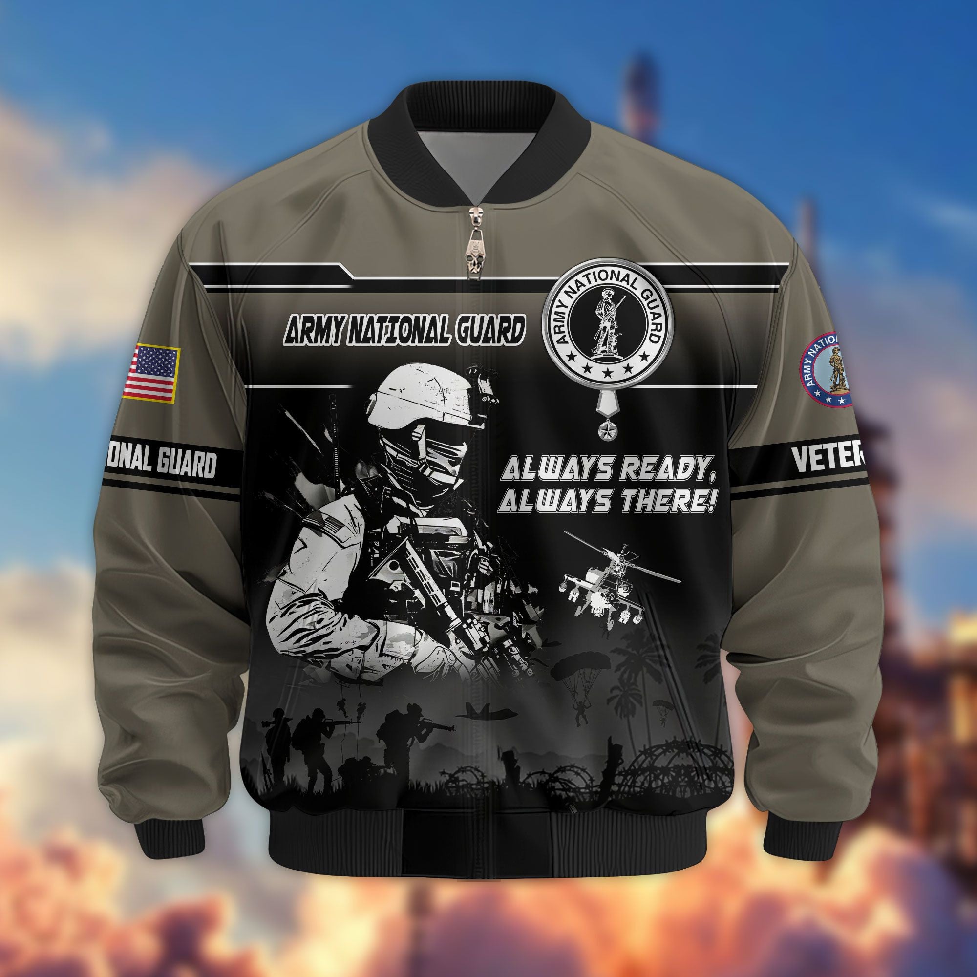 Premium US Veterans Bomber Jacket, Gifts For US Veterans, Gifts On Father's Day, Veterans Day.