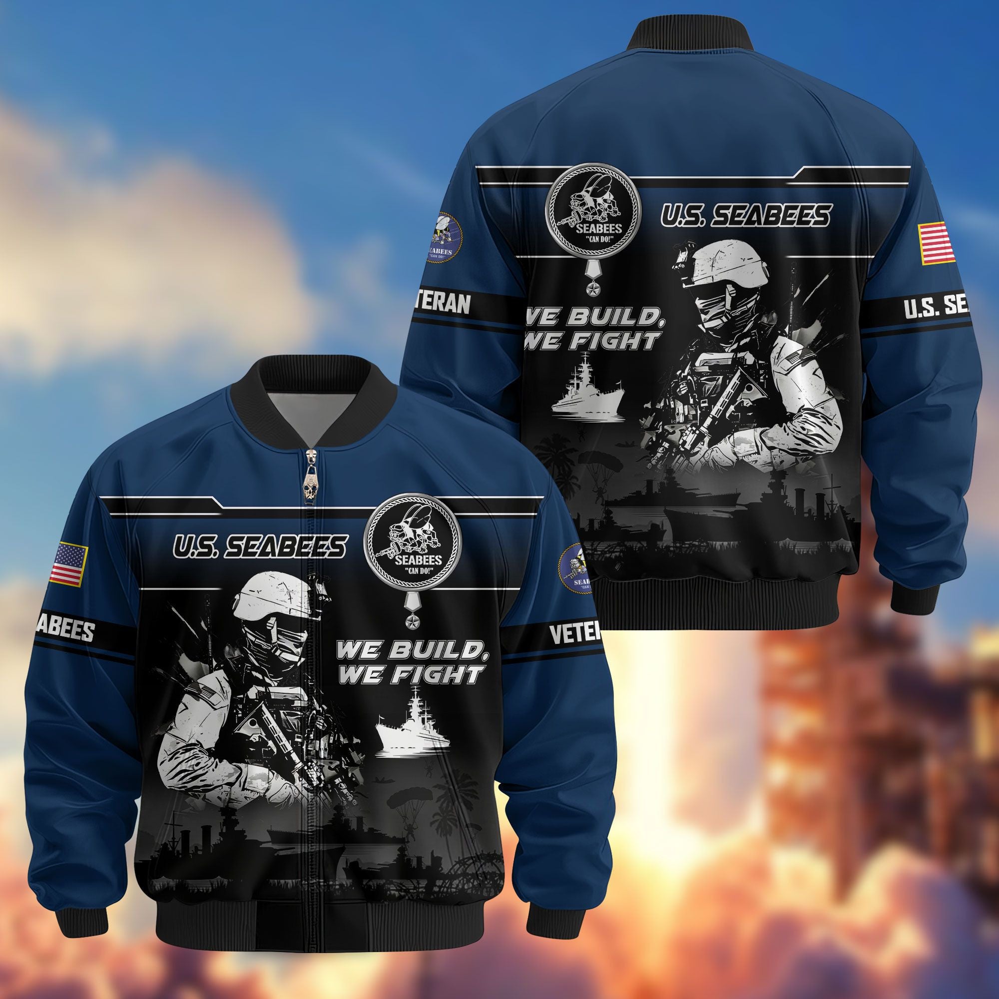 Premium US Veterans Bomber Jacket, Gifts For US Veterans, Gifts On Father's Day, Veterans Day.
