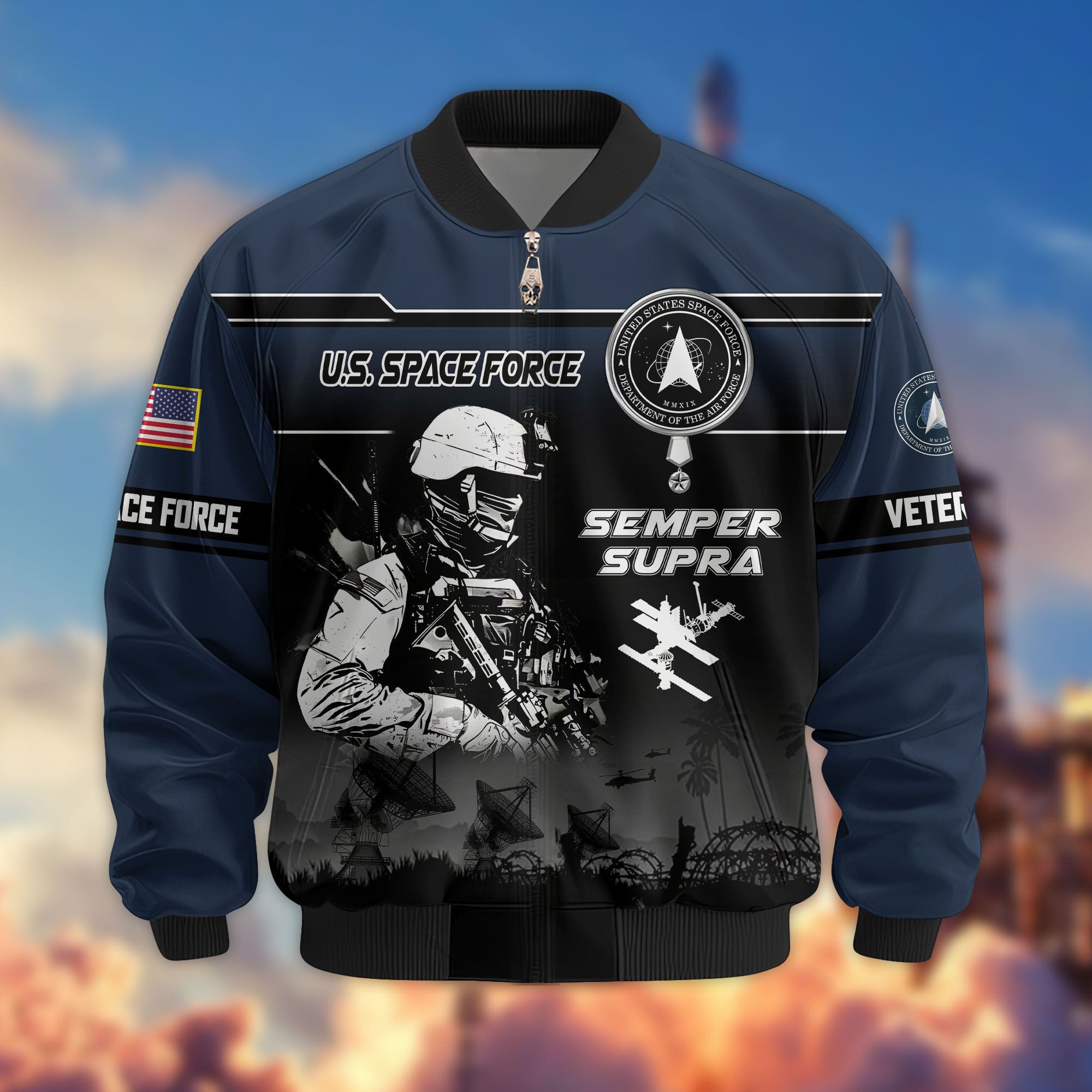 Premium US Veterans Bomber Jacket, Gifts For US Veterans, Gifts On Father's Day, Veterans Day.