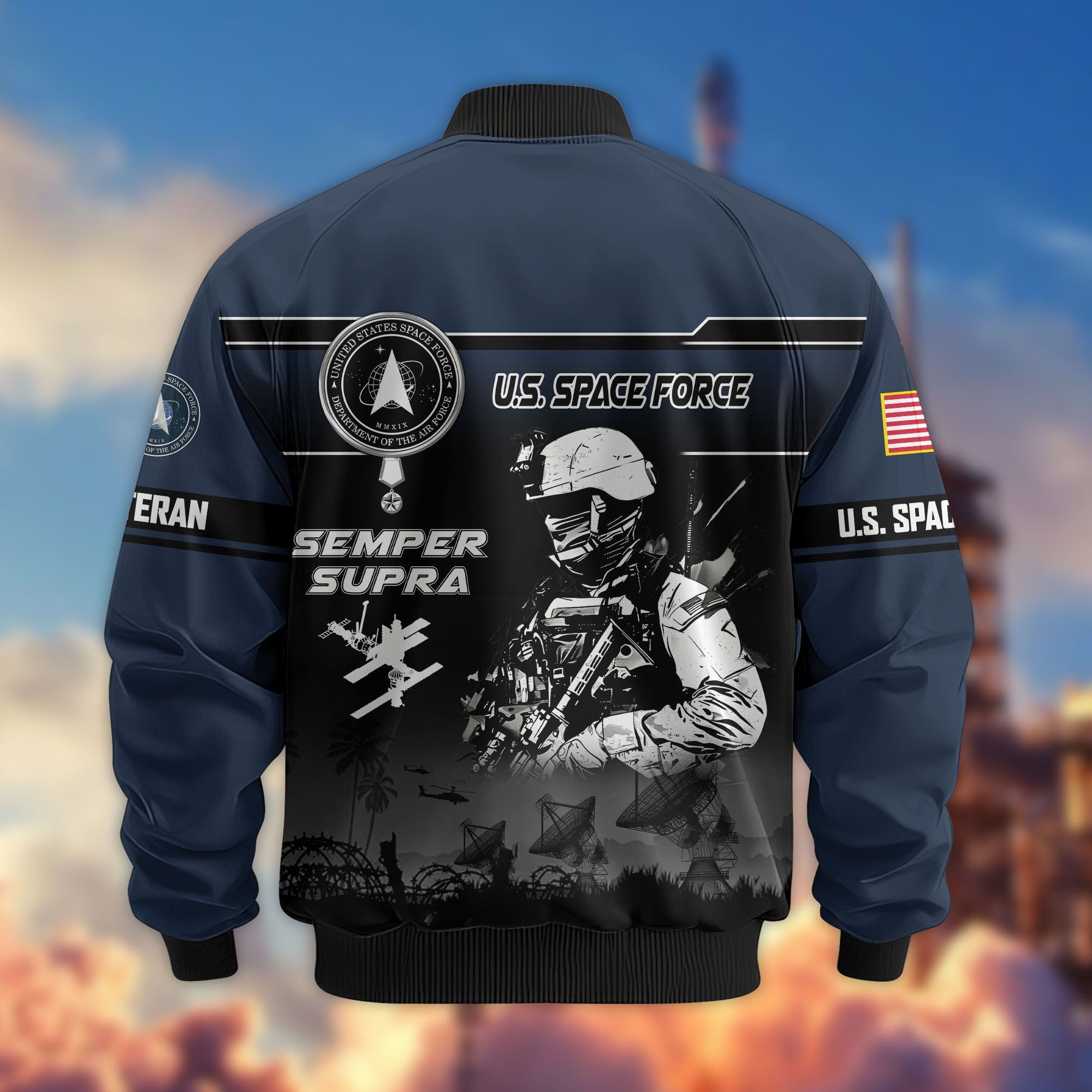 Premium US Veterans Bomber Jacket, Gifts For US Veterans, Gifts On Father's Day, Veterans Day.