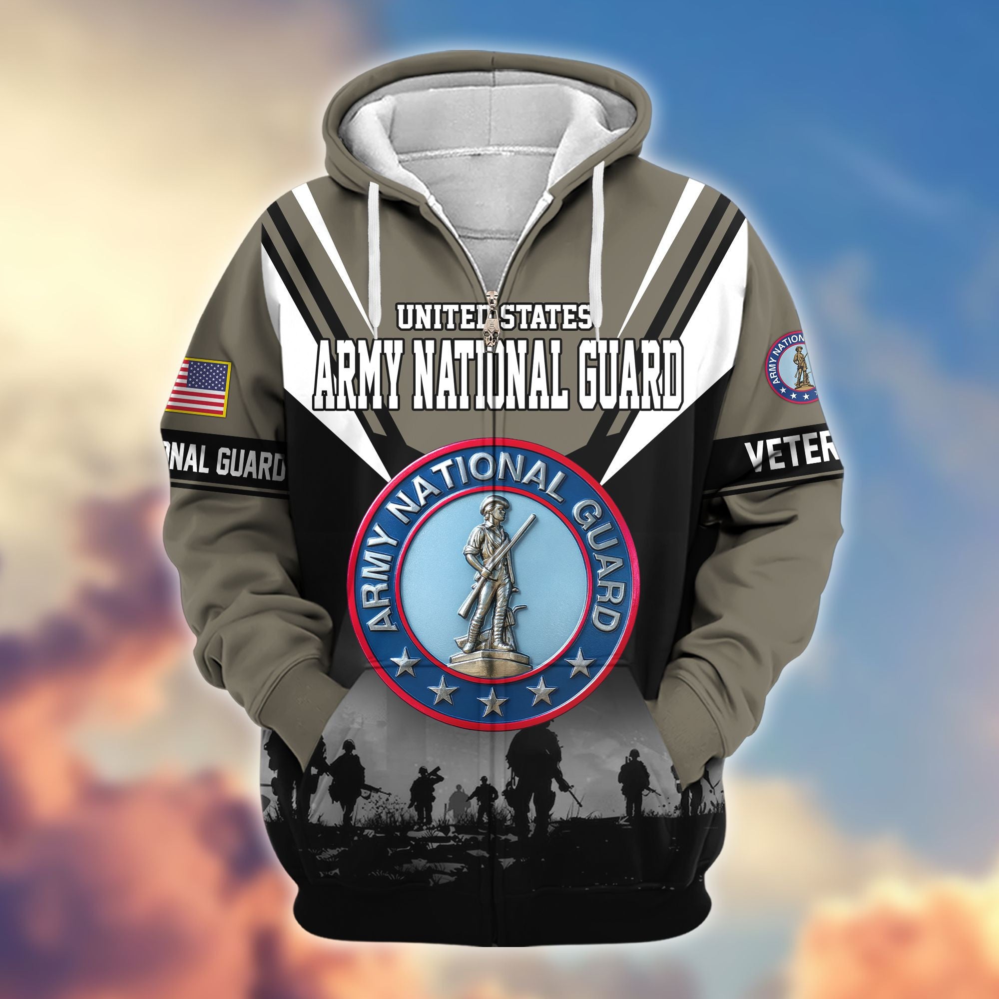 Premium US Veterans Zip Hoodie, Gifts For US Veterans, Gifts On Father's Day, Veterans Day.