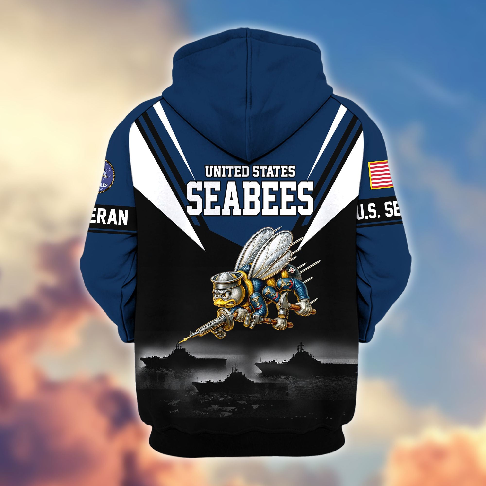 Premium US Veterans Zip Hoodie, Gifts For US Veterans, Gifts On Father's Day, Veterans Day.