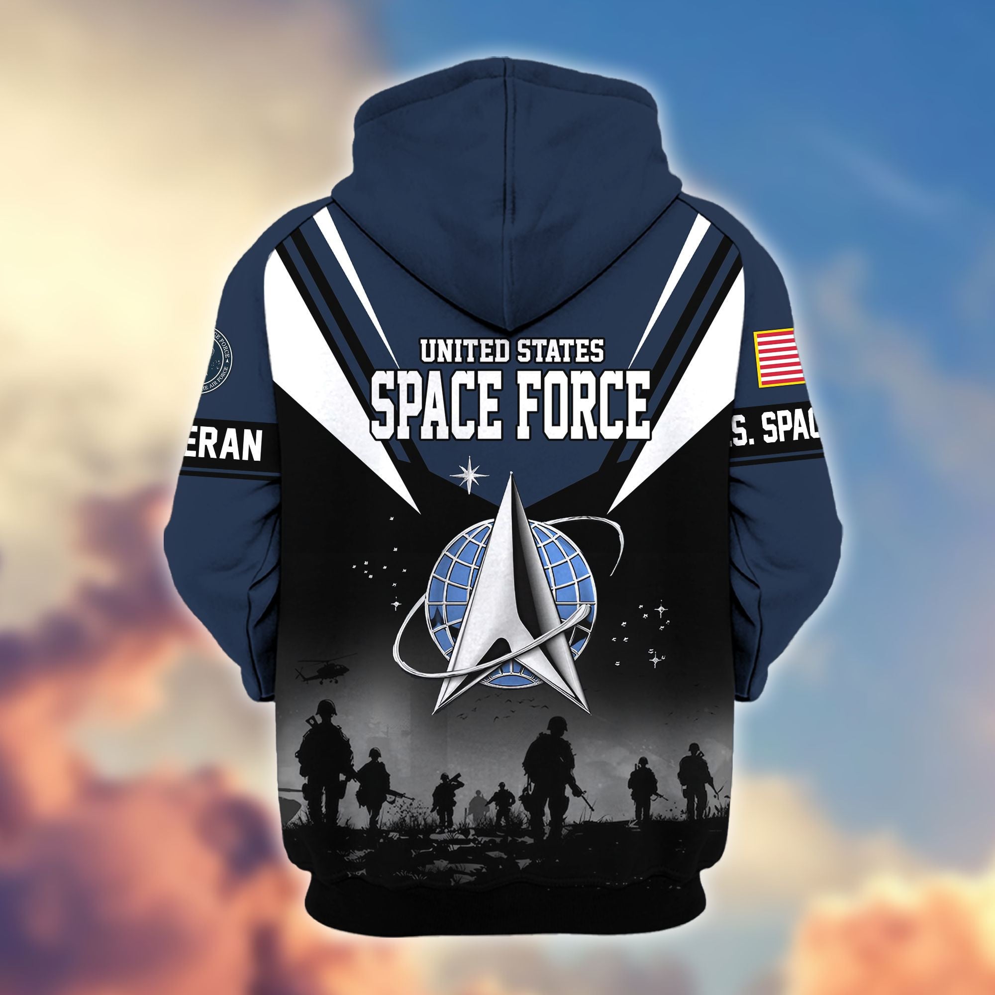 Premium US Veterans Zip Hoodie, Gifts For US Veterans, Gifts On Father's Day, Veterans Day.