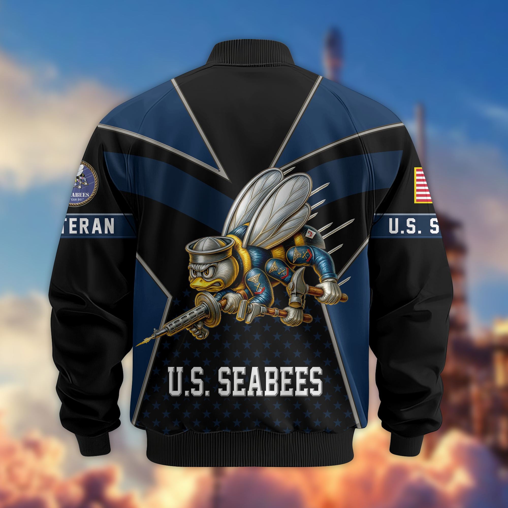 Premium US Veterans Bomber Jacket, Gifts For US Veterans, Gifts On Father's Day, Veterans Day.
