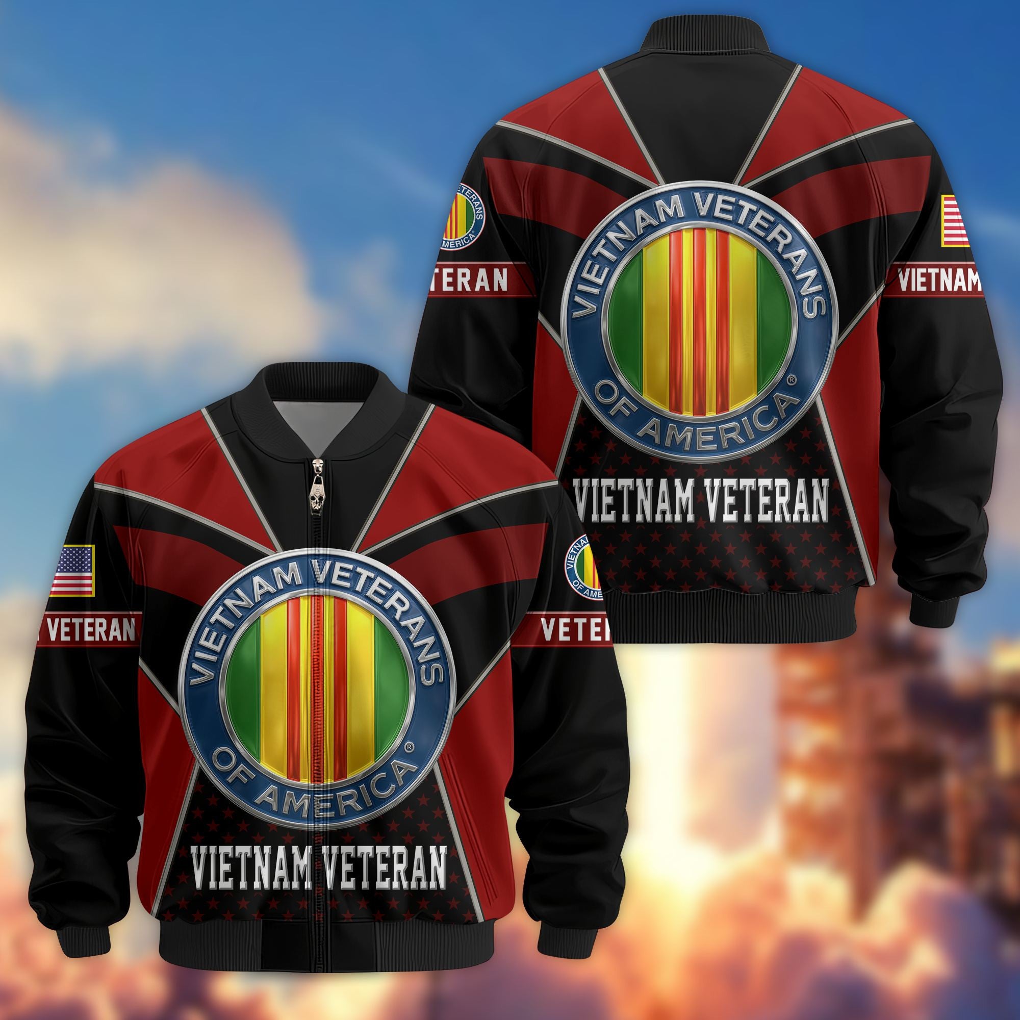 Premium US Veterans Bomber Jacket, Gifts For US Veterans, Gifts On Father's Day, Veterans Day.