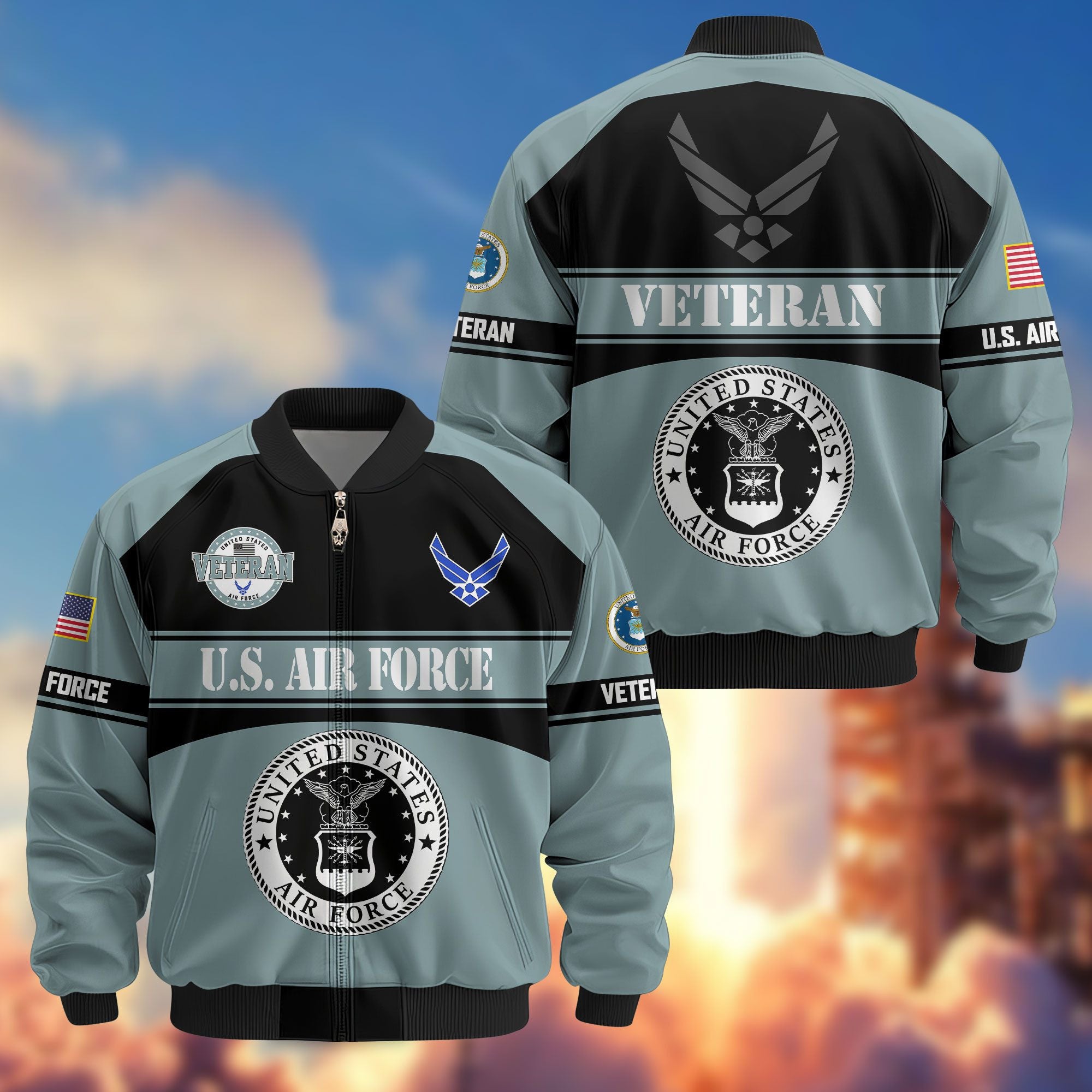 Premium US Veterans Bomber Jacket, Gifts For US Veterans, Gifts On Father's Day, Veterans Day.