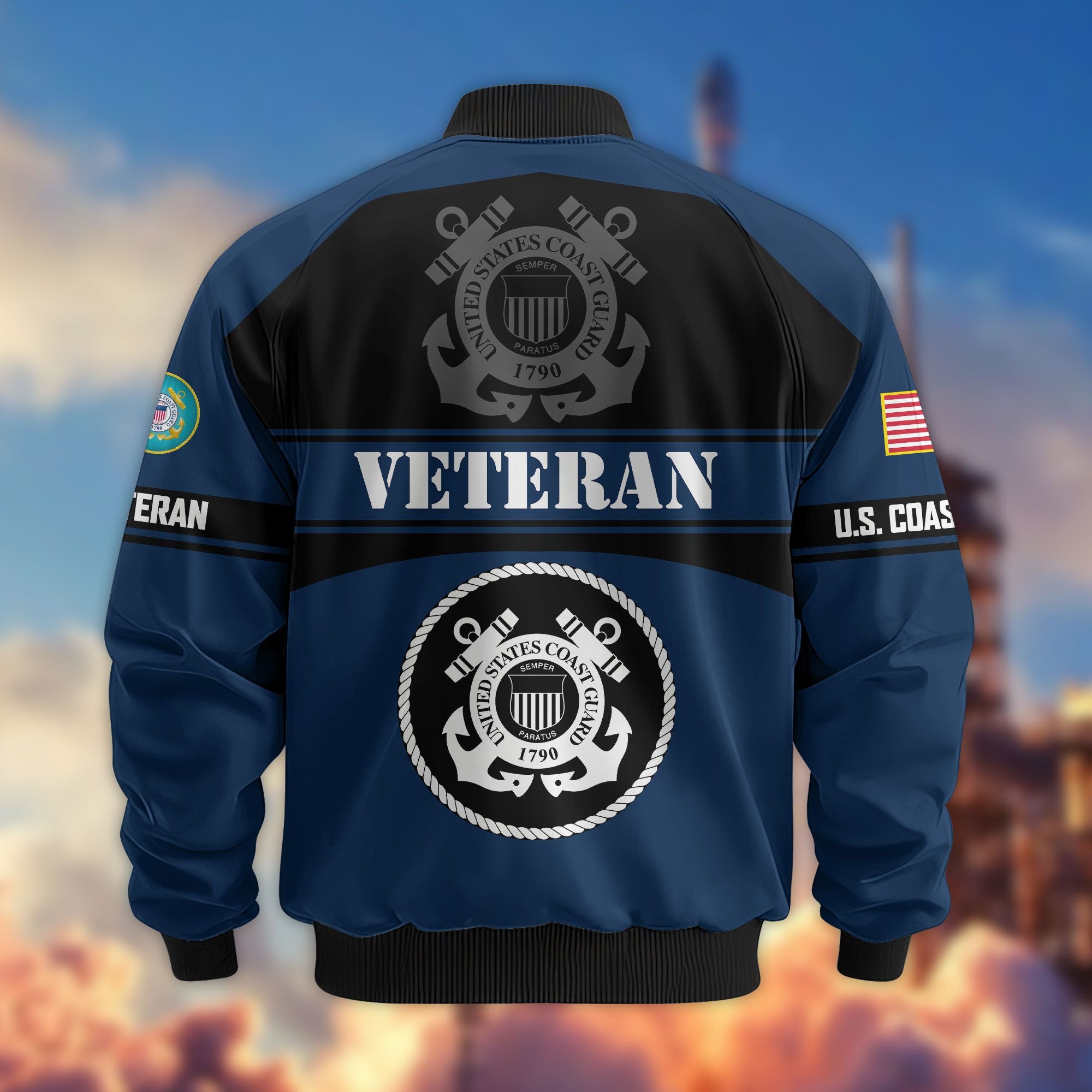 Premium US Veterans Bomber Jacket, Gifts For US Veterans, Gifts On Father's Day, Veterans Day.