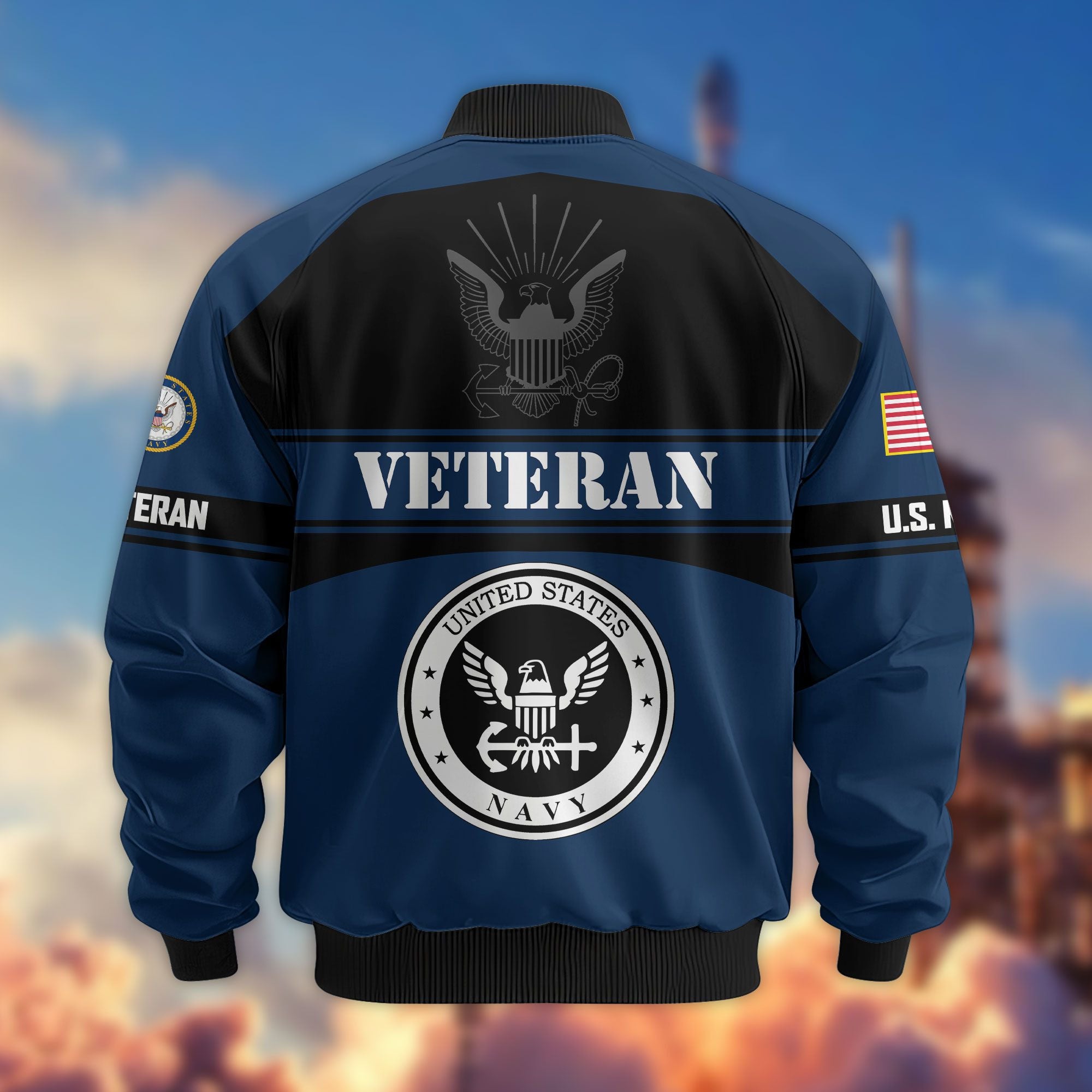 Premium US Veterans Bomber Jacket, Gifts For US Veterans, Gifts On Father's Day, Veterans Day.
