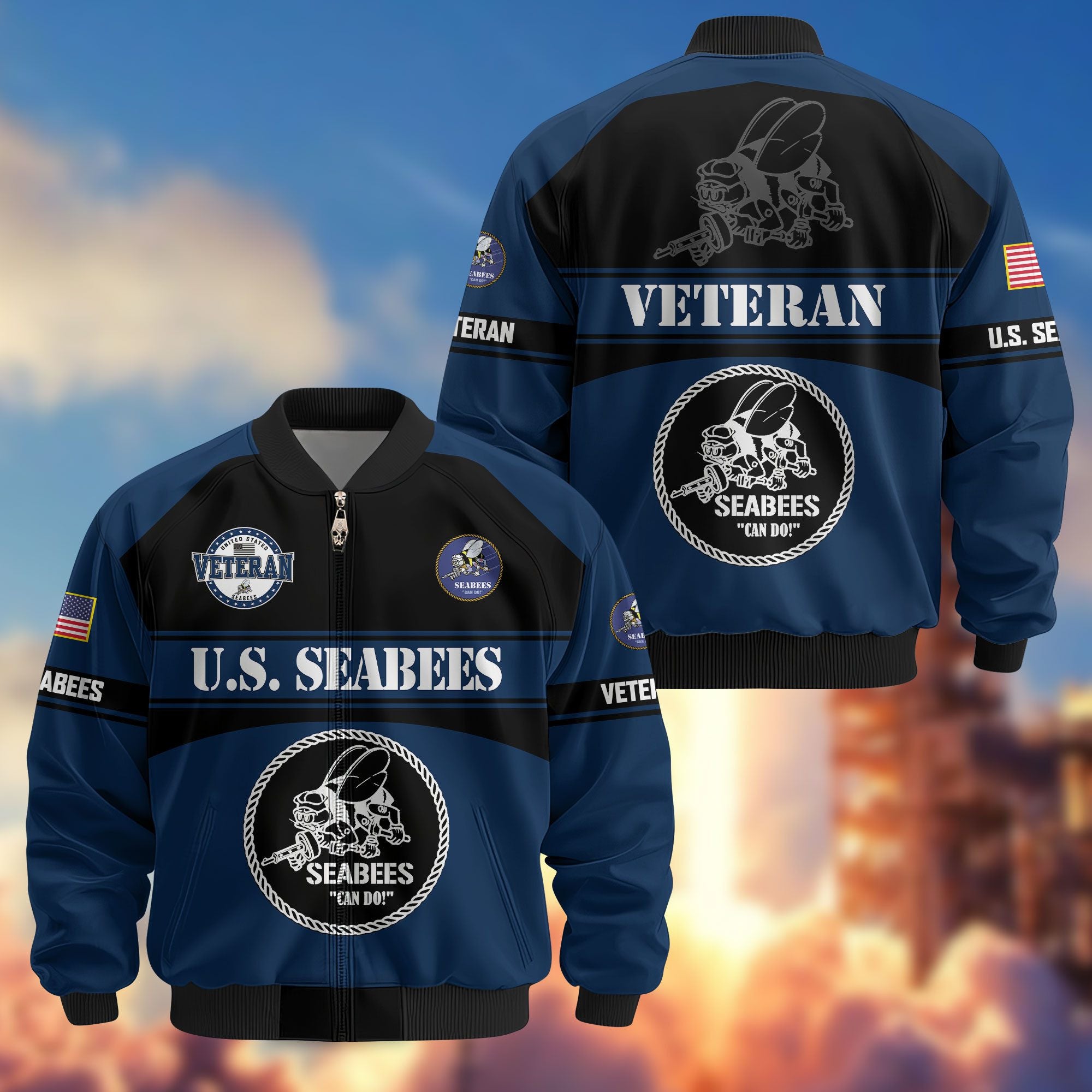 Premium US Veterans Bomber Jacket, Gifts For US Veterans, Gifts On Father's Day, Veterans Day.
