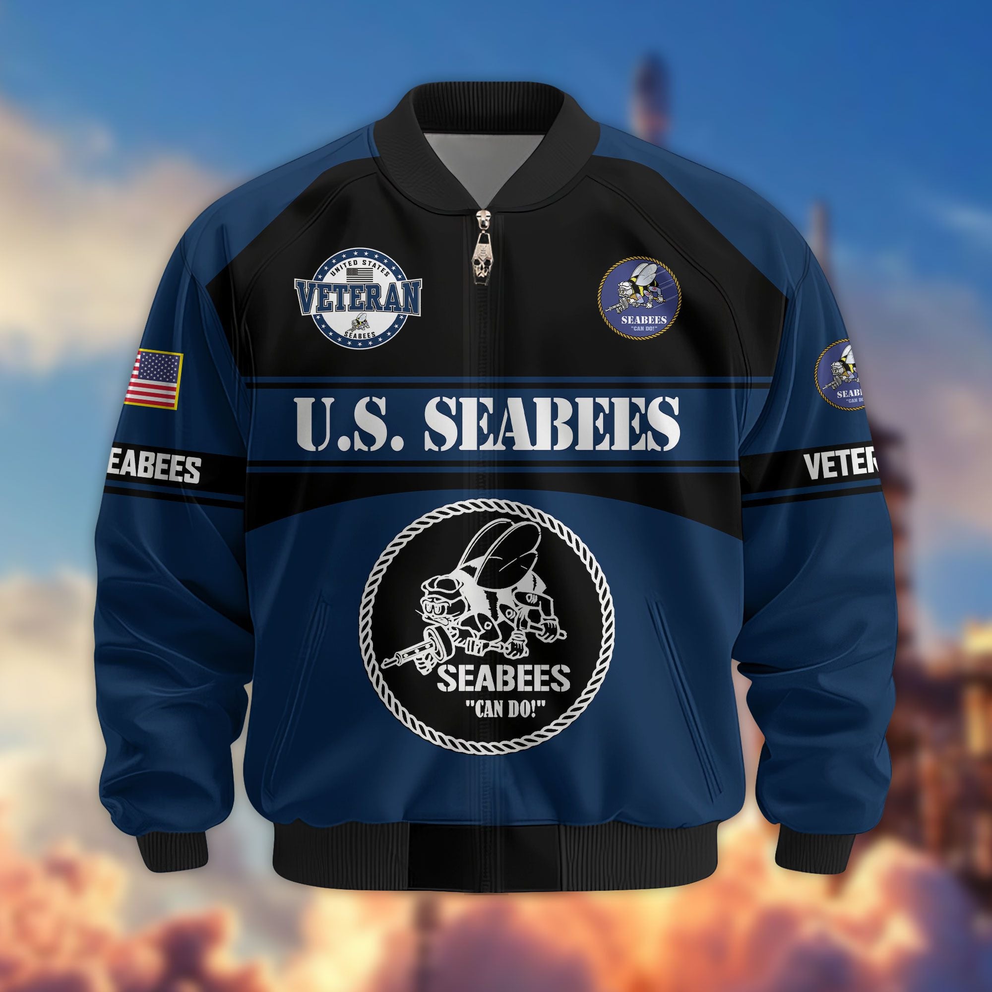 Premium US Veterans Bomber Jacket, Gifts For US Veterans, Gifts On Father's Day, Veterans Day.