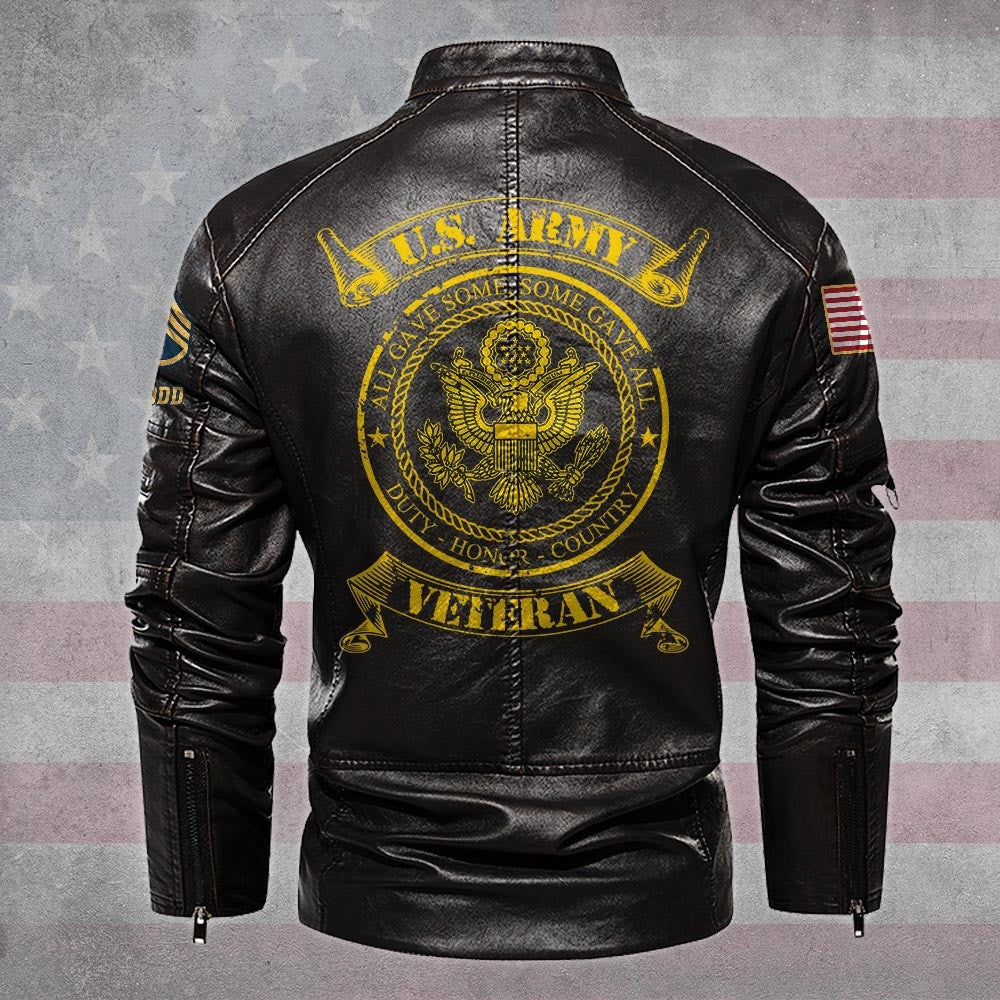 Premium Custom US Army Leather Jacket, Gifts For Army Veteran, Gifts On Father's Day, Veterans Day.