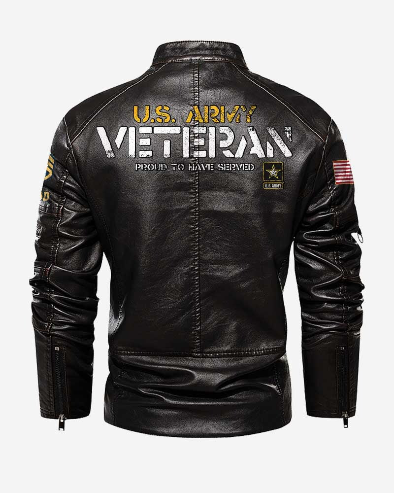 Premium Custom US Army Leather Jacket, Gifts For Army Veteran, Gifts On Father's Day, Veterans Day.