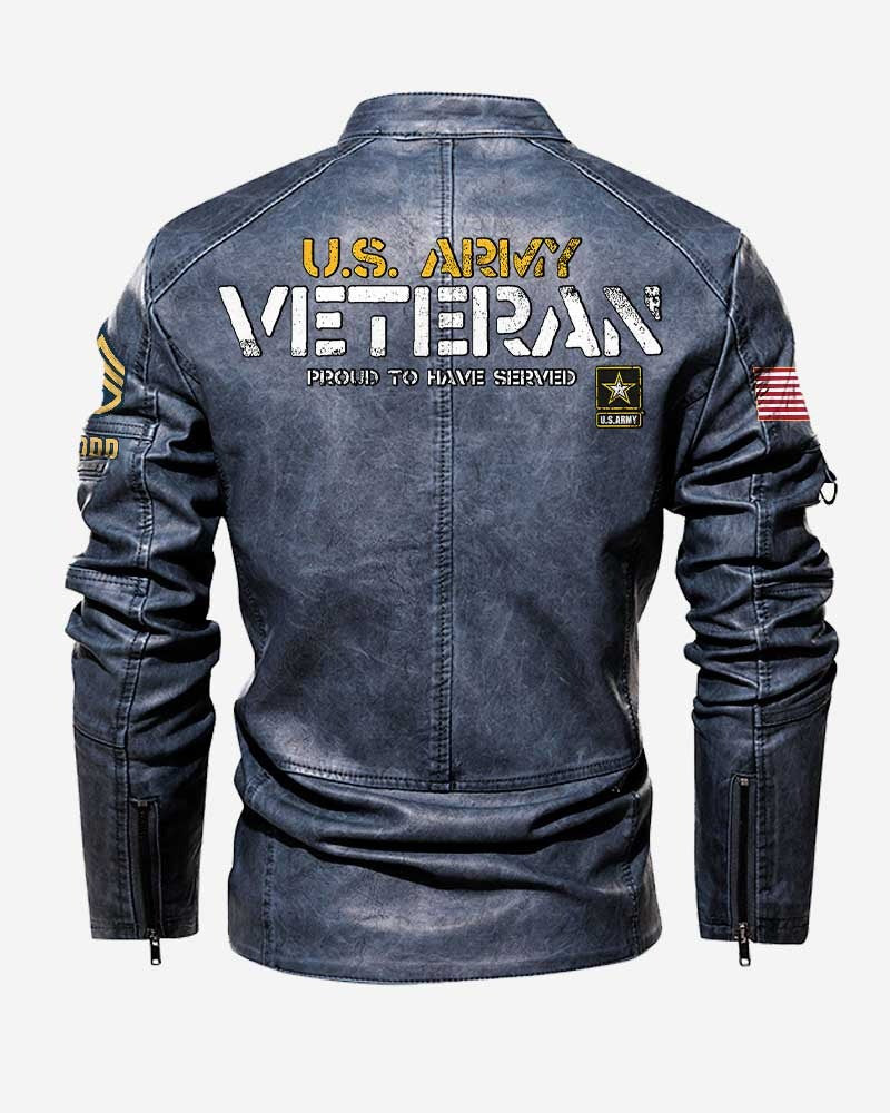Premium Custom US Army Leather Jacket, Gifts For Army Veteran, Gifts On Father's Day, Veterans Day.