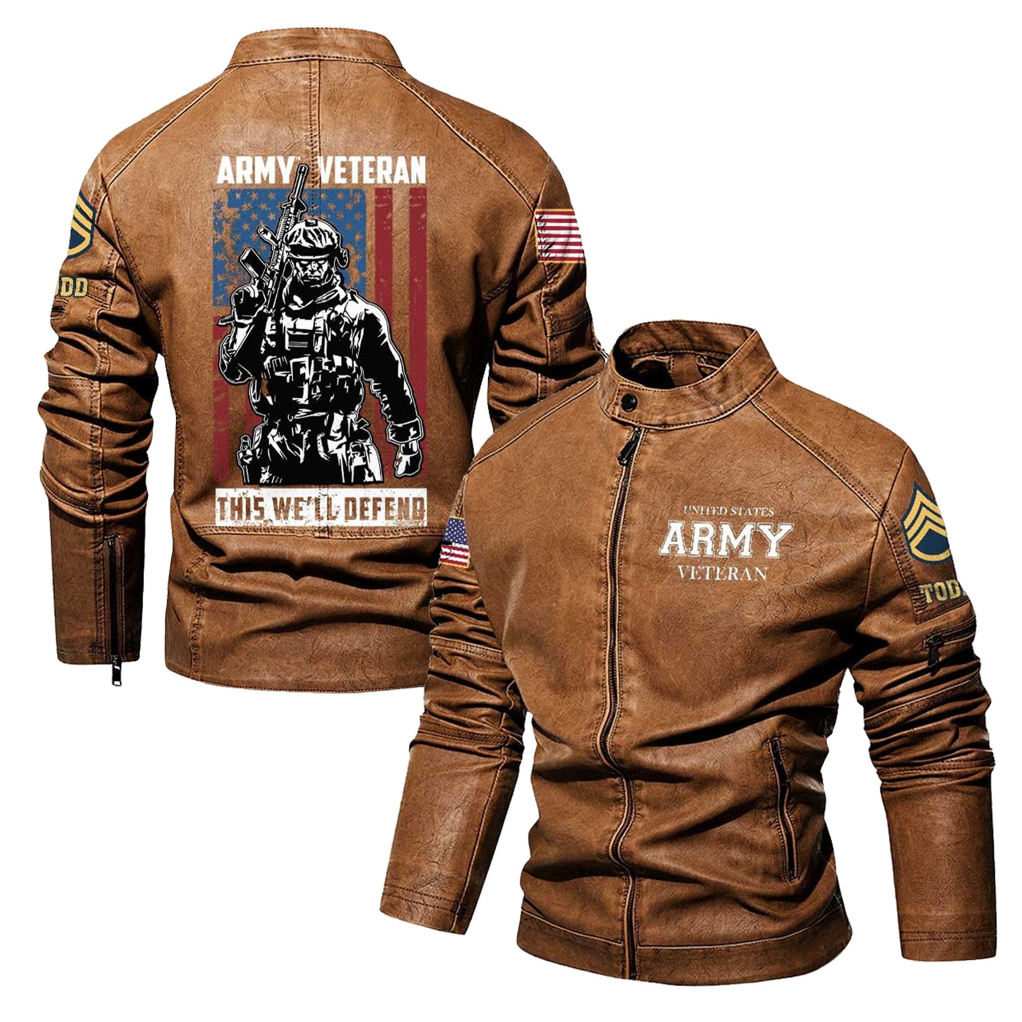 Premium Custom US Army Leather Jacket, Gifts For Army Veteran, Gifts On Father's Day, Veterans Day.