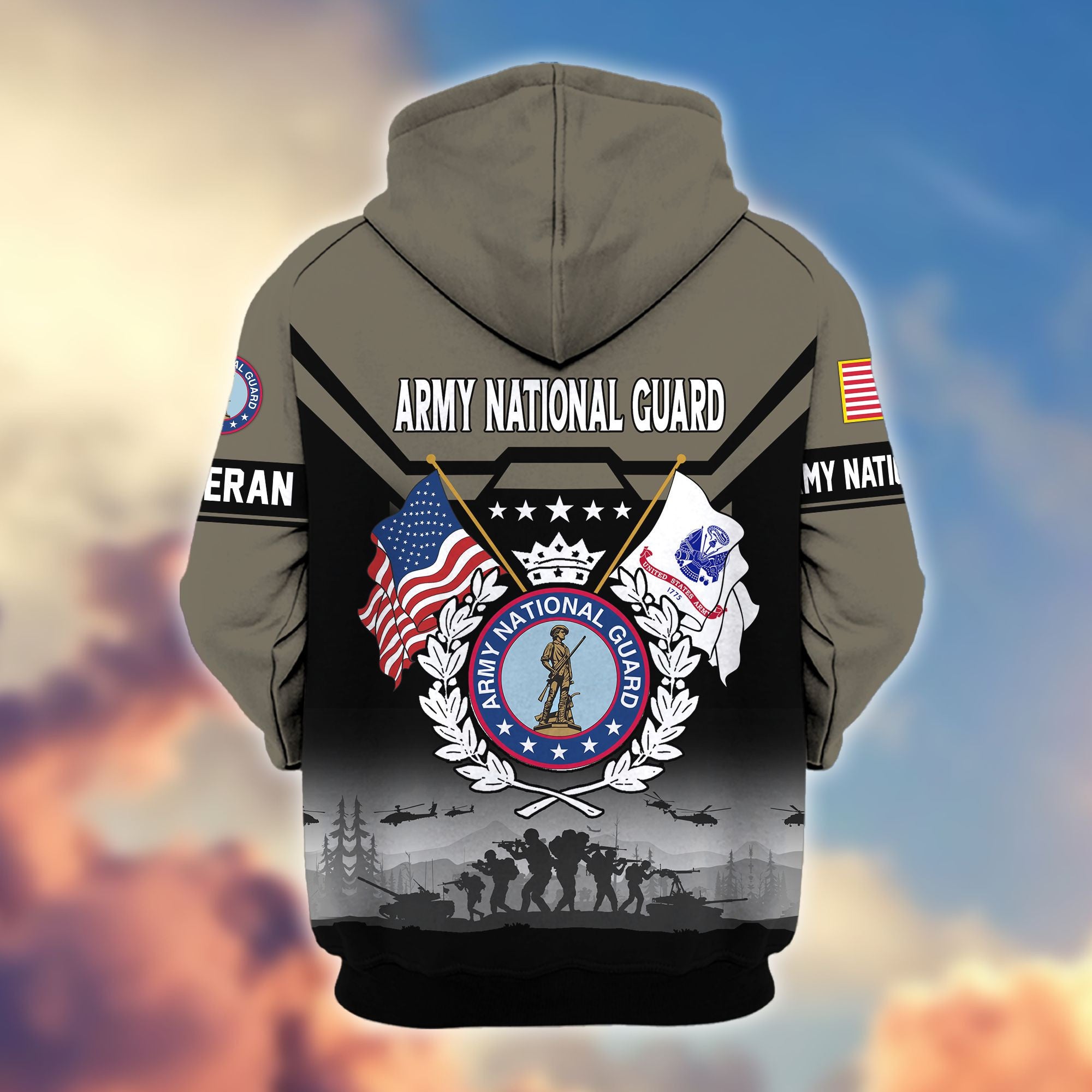 Premium US Veterans Zip Hoodie, Gifts For US Veterans, Gifts On Father's Day, Veterans Day.