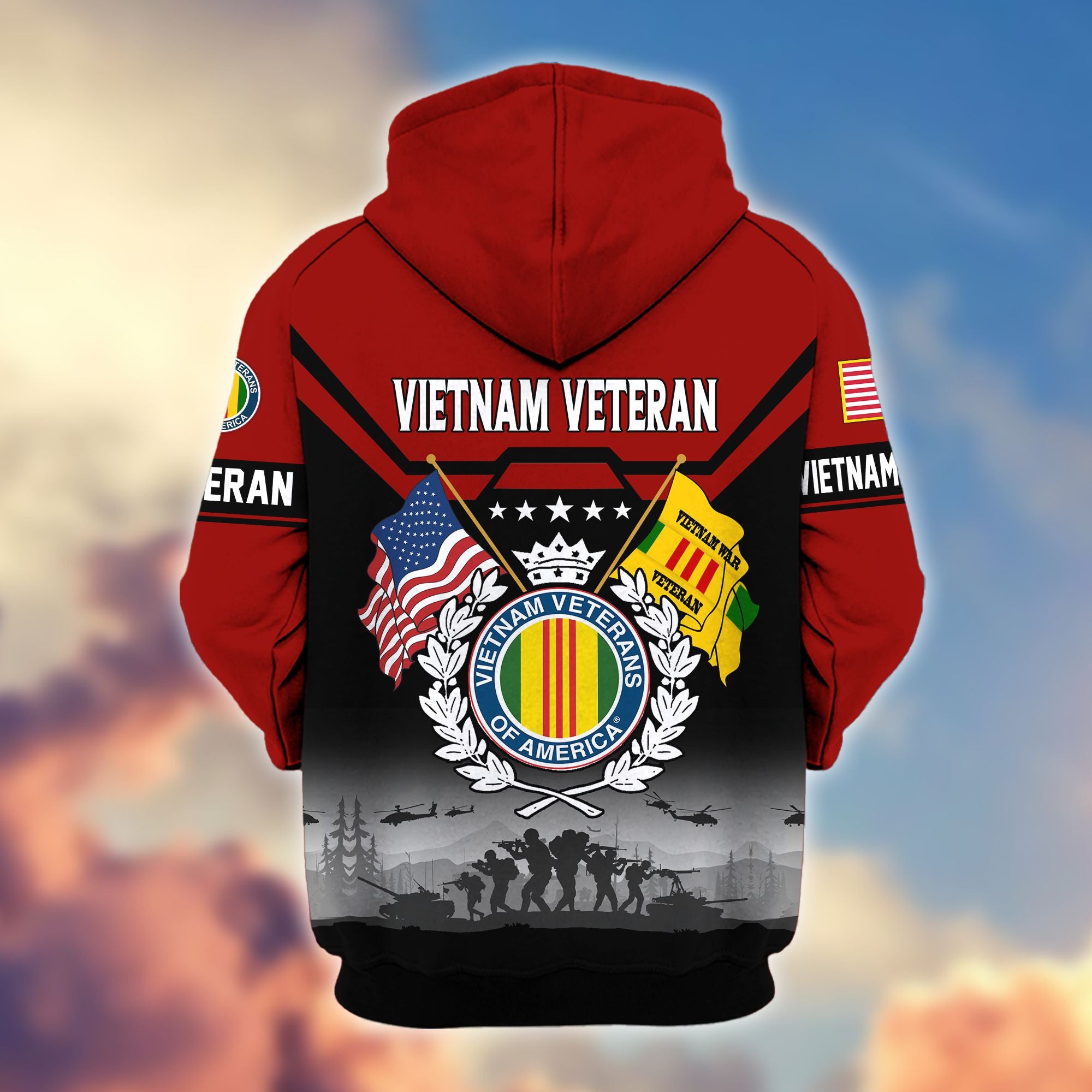 Premium US Veterans Zip Hoodie, Gifts For US Veterans, Gifts On Father's Day, Veterans Day.