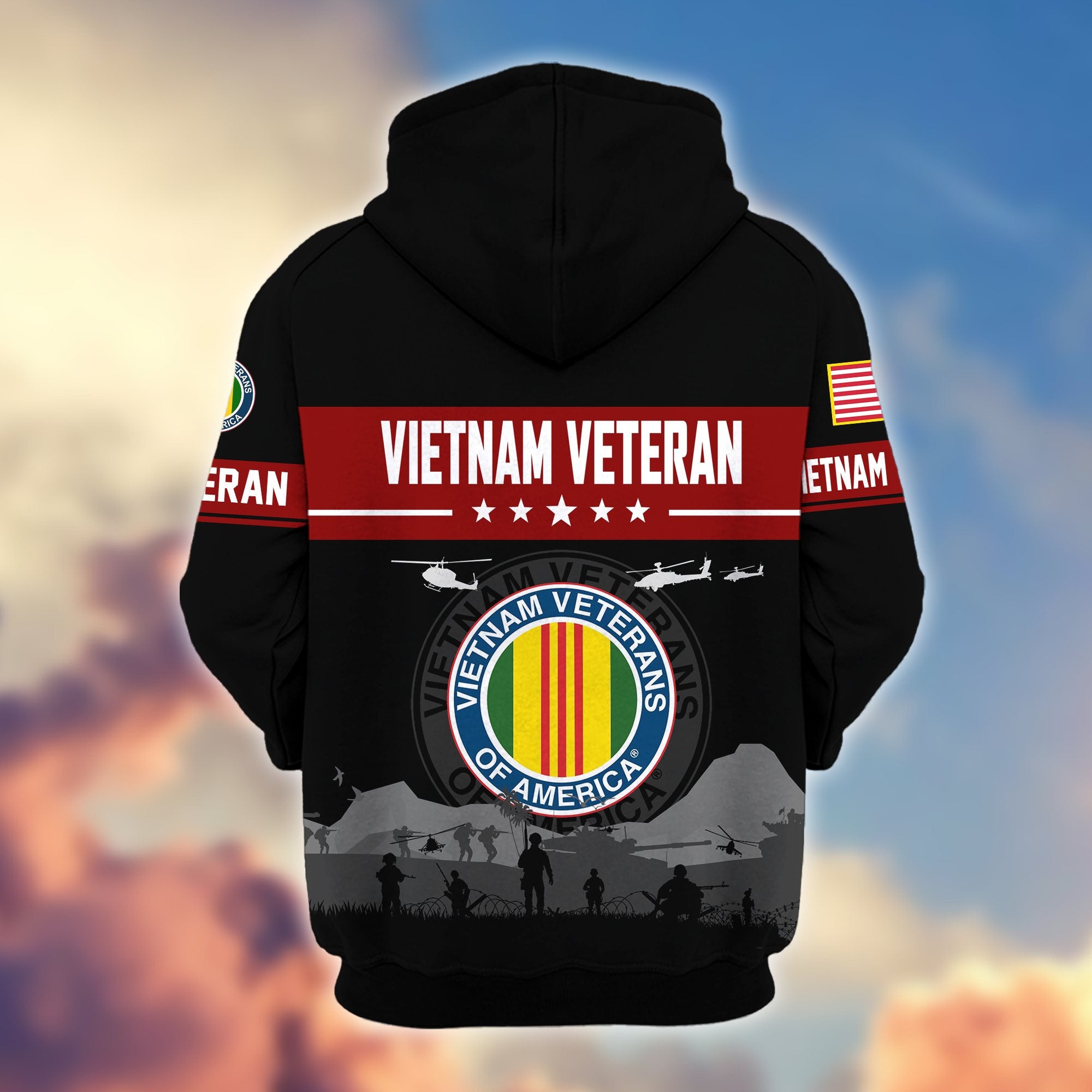 Premium US Veterans Zip Hoodie, Gifts For US Veterans, Gifts On Father's Day, Veterans Day.