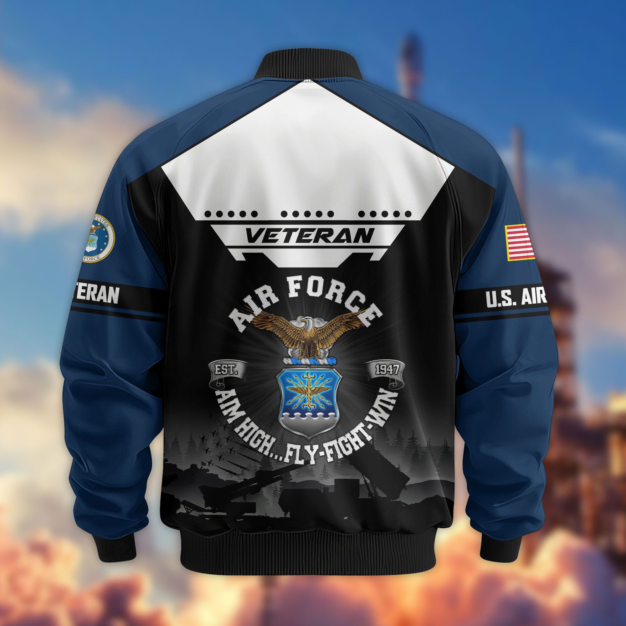 Premium US Veterans Bomber Jacket, Gifts For US Veterans, Gifts On Father's Day, Veterans Day.