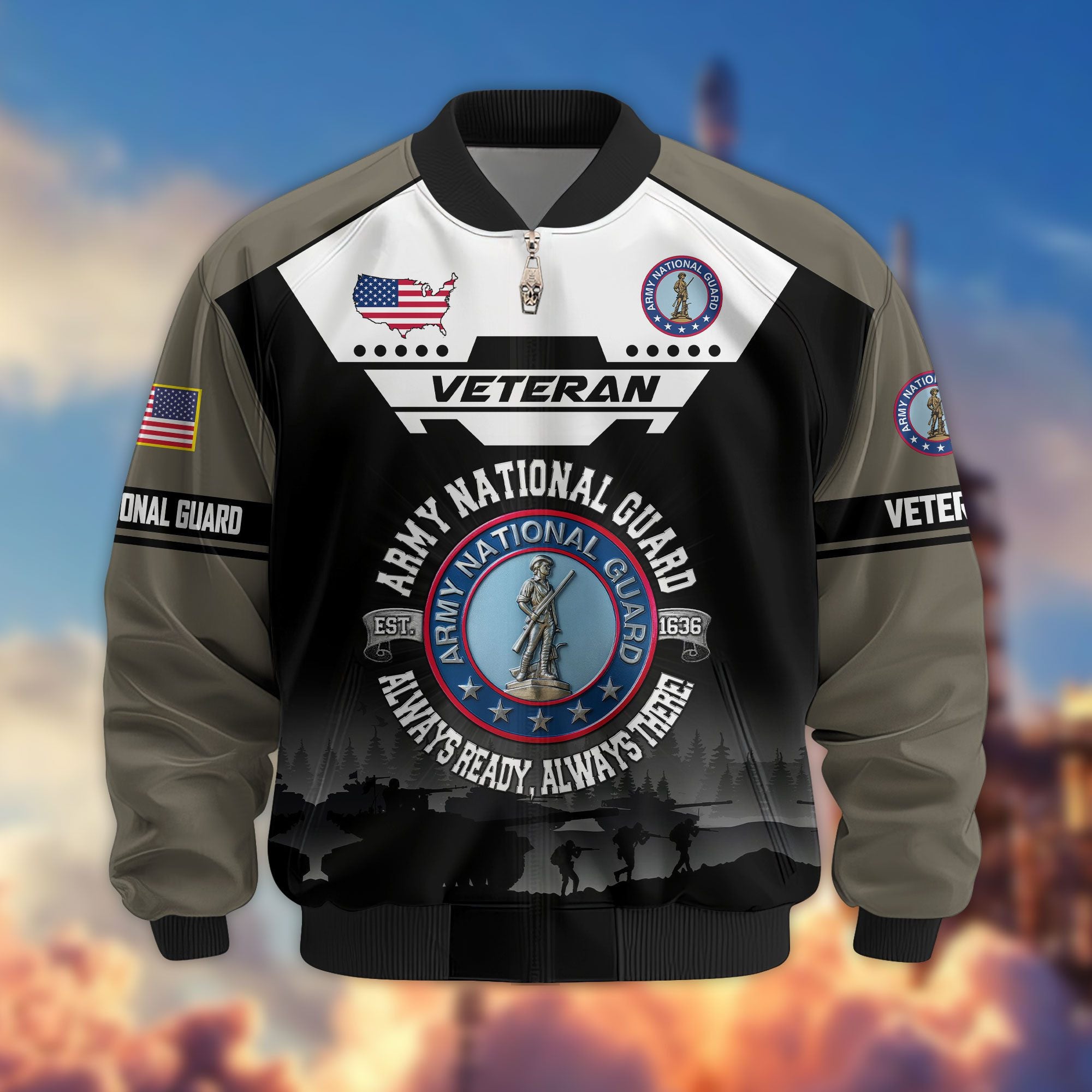 Premium US Veterans Bomber Jacket, Gifts For US Veterans, Gifts On Father's Day, Veterans Day.