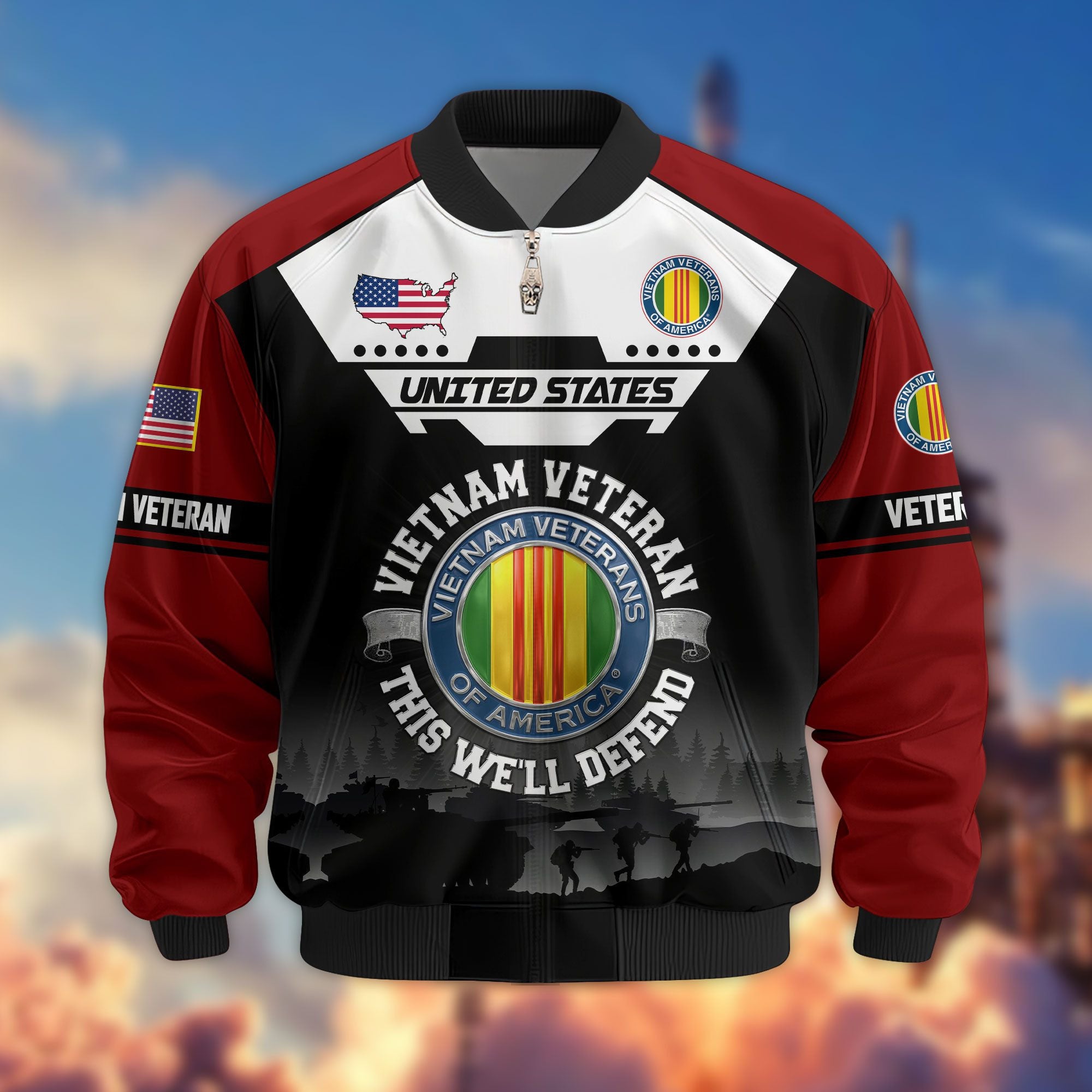 Premium US Veterans Bomber Jacket, Gifts For US Veterans, Gifts On Father's Day, Veterans Day.