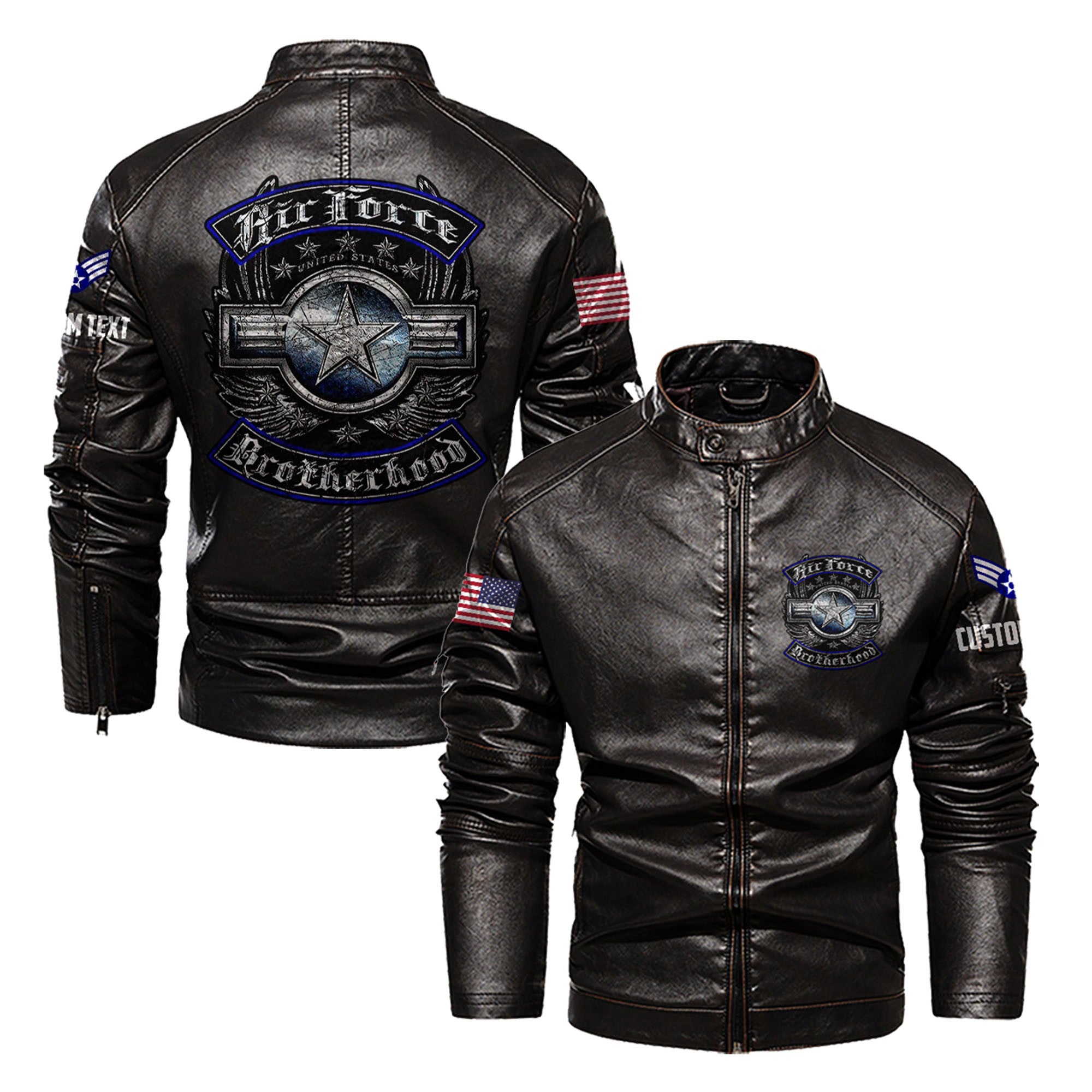 Premium Custom USAF Leather Jacket, Gifts For Air Force Veteran, Gifts On Father's Day, Veterans Day.