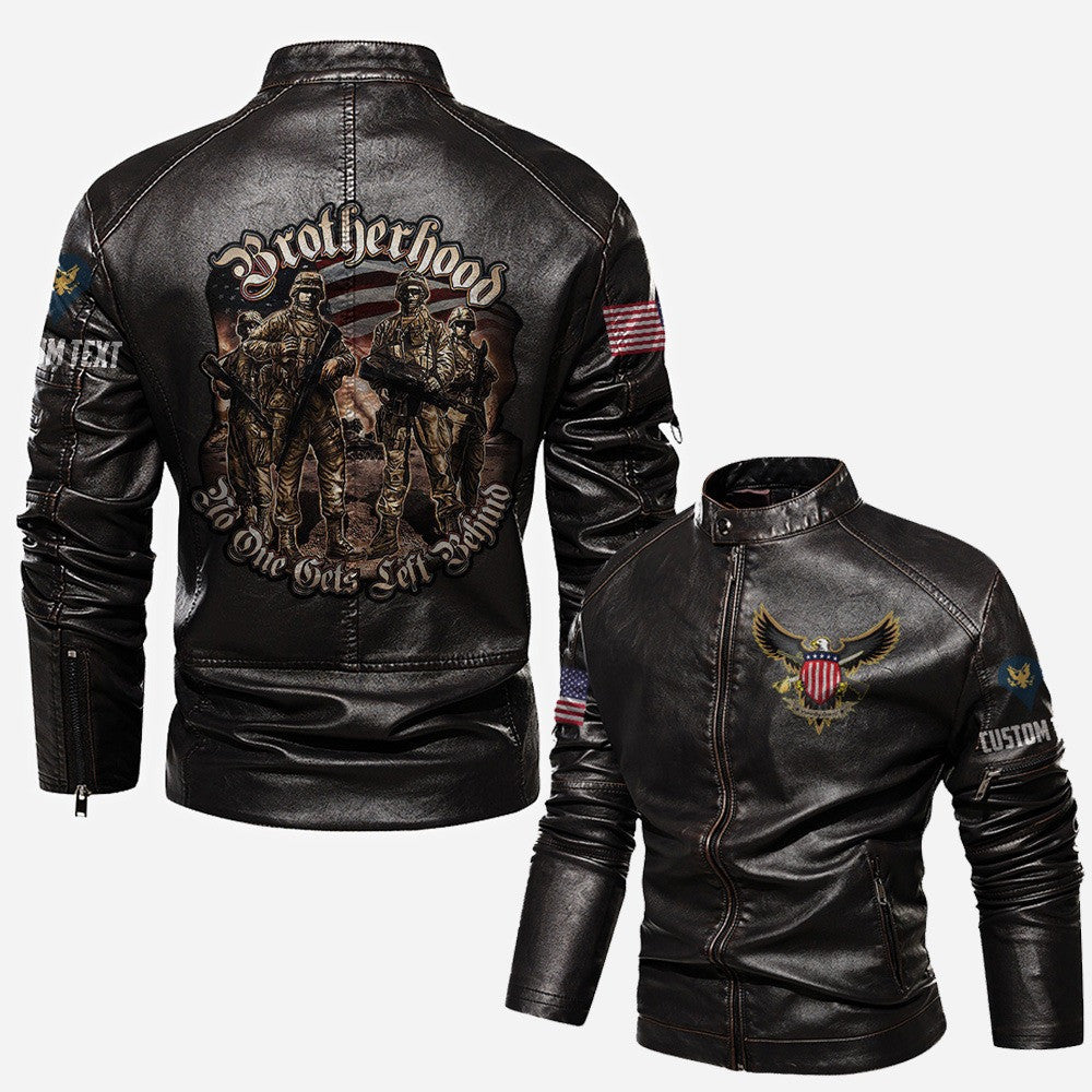 Premium Custom US Veteran Leather Jacket, Gifts For US Veteran, Gifts On Father's Day, Veterans Day.