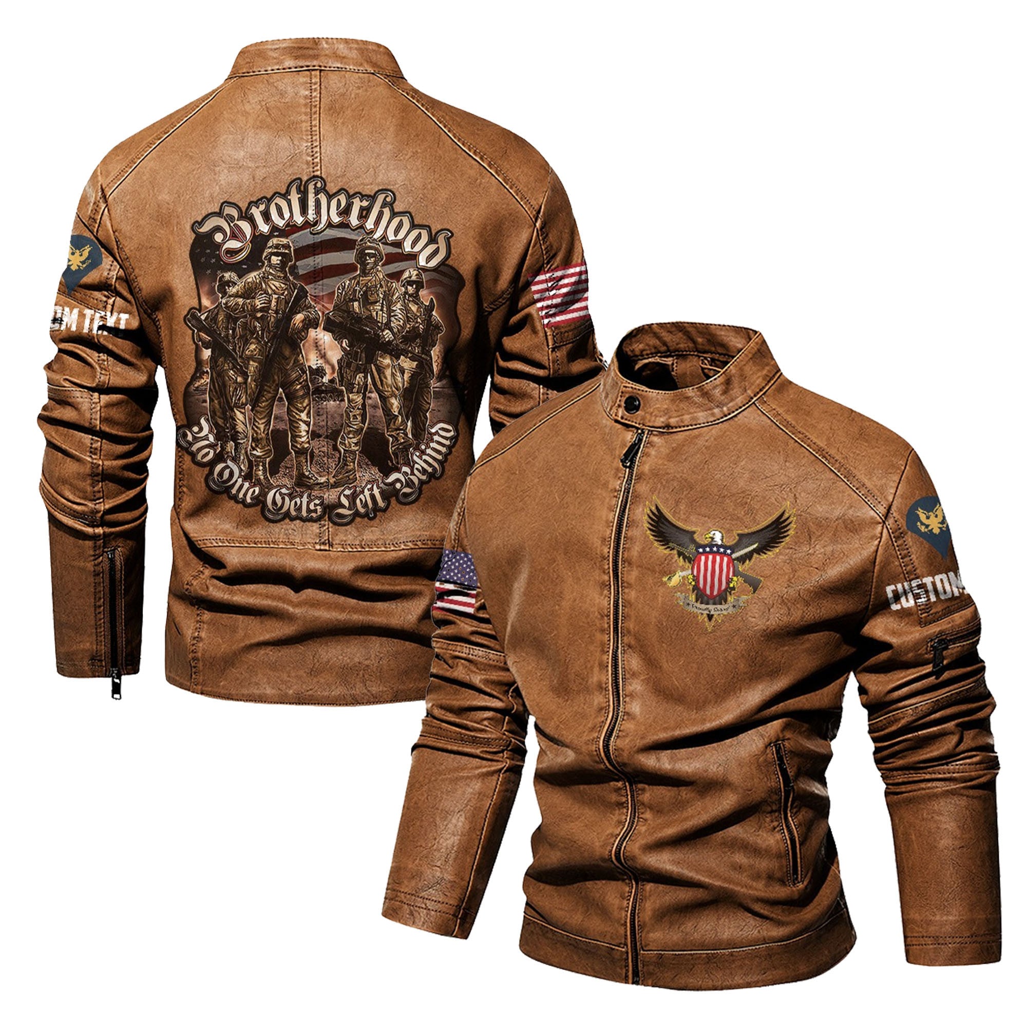 Premium Custom US Veteran Leather Jacket, Gifts For US Veteran, Gifts On Father's Day, Veterans Day.