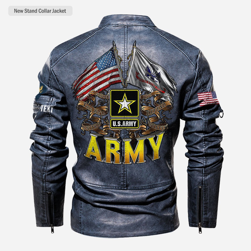 Premium Custom US Army Veteran Leather Jacket, Gifts For Army Veteran, Gifts On Father's Day, Veterans Day.