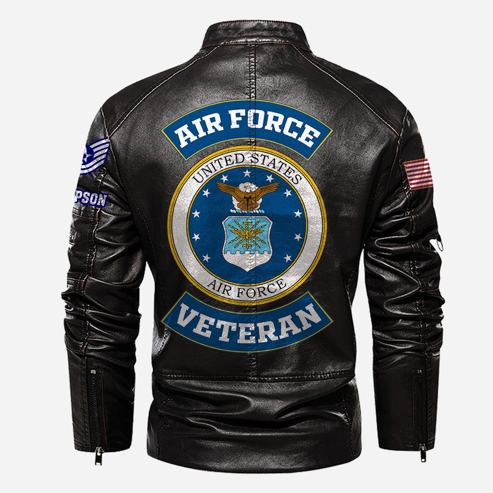 Premium Custom USAF Veteran Leather Jacket, Gifts For Air Force Veteran, Gifts On Father's Day, Veterans Day.