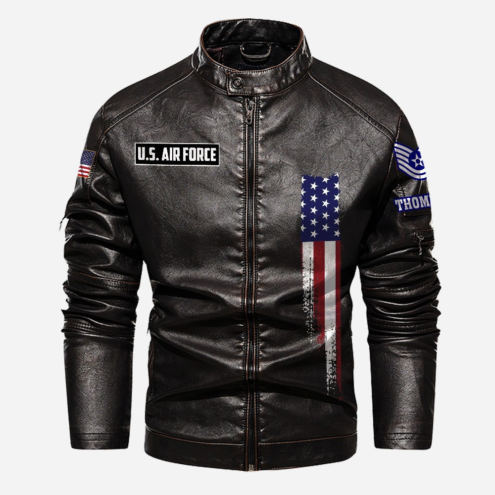 Premium Custom USAF Veteran Leather Jacket, Gifts For Air Force Veteran, Gifts On Father's Day, Veterans Day.