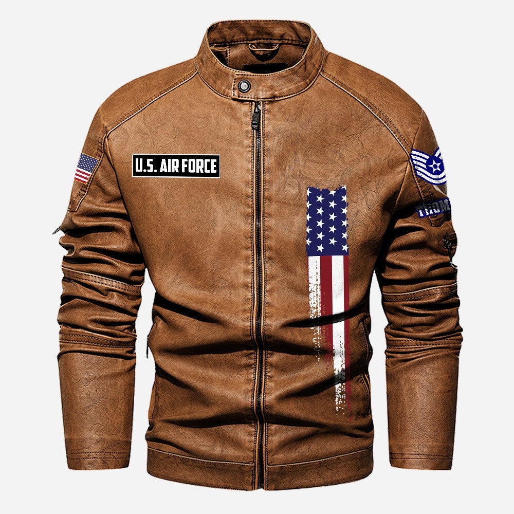 Premium Custom USAF Veteran Leather Jacket, Gifts For Air Force Veteran, Gifts On Father's Day, Veterans Day.