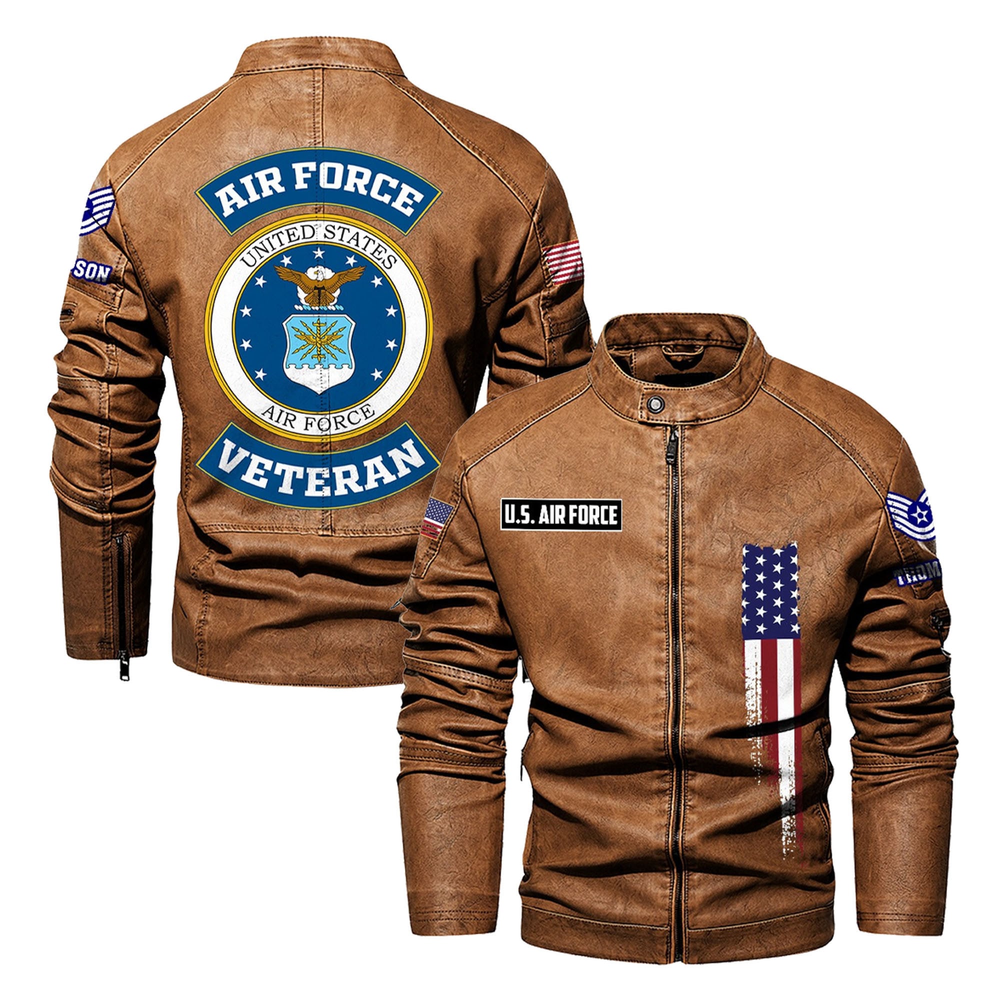 Premium Custom USAF Veteran Leather Jacket, Gifts For Air Force Veteran, Gifts On Father's Day, Veterans Day.