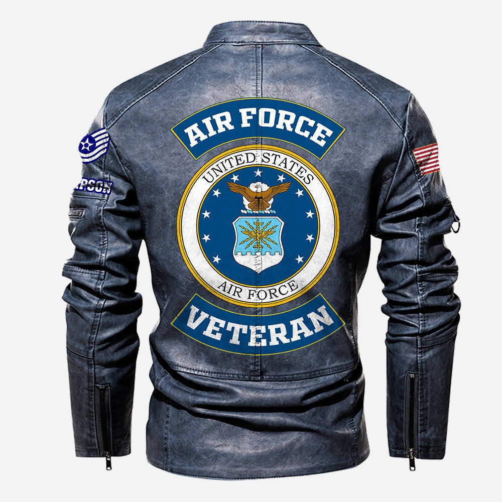 Premium Custom USAF Veteran Leather Jacket, Gifts For Air Force Veteran, Gifts On Father's Day, Veterans Day.