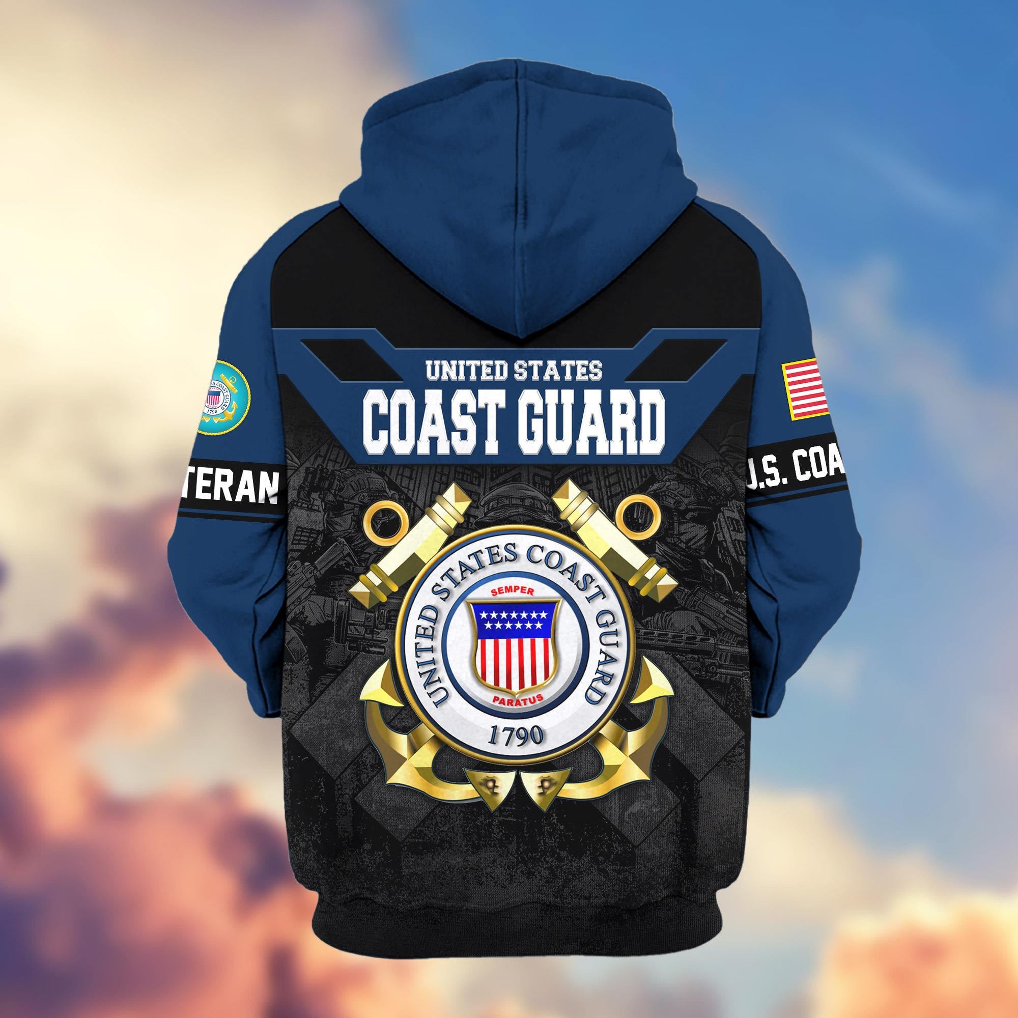 Premium US Veterans Zip Hoodie, Gifts For US Veterans, Gifts On Father's Day, Veterans Day.
