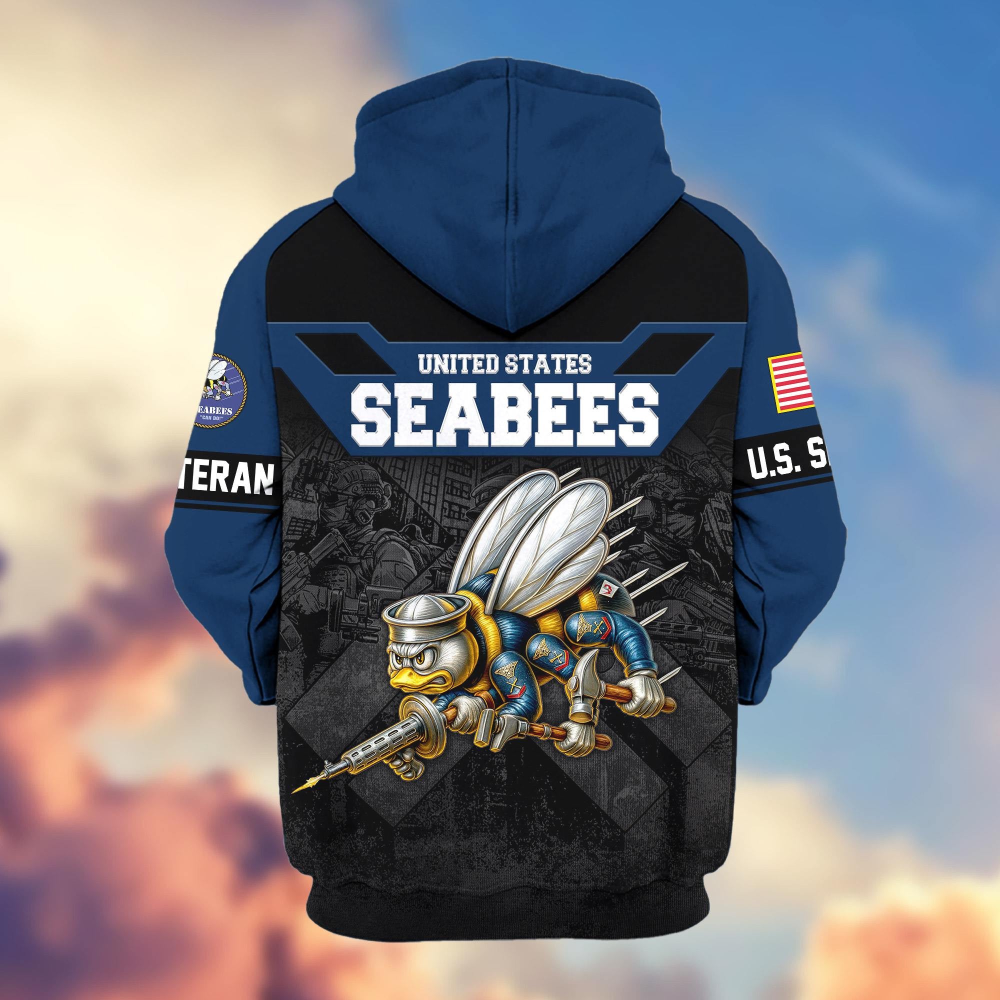 Premium US Veterans Zip Hoodie, Gifts For US Veterans, Gifts On Father's Day, Veterans Day.